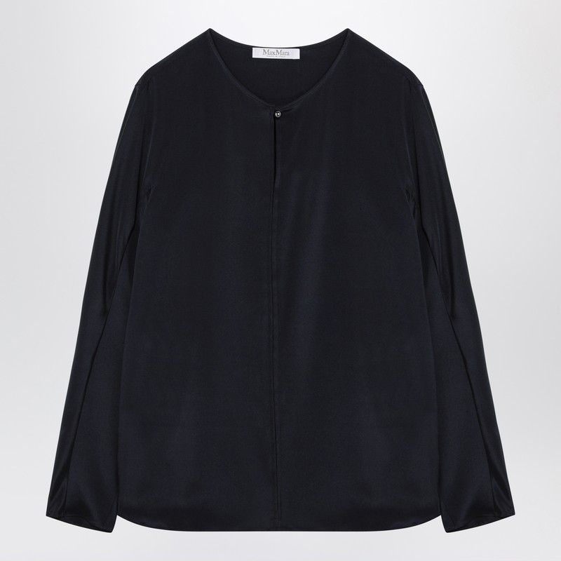 Max Mara Max Mara Midnight Blue Silk-Blend Blouse Size M / US 6-8 / IT 42-44 - 1 Thumbnail