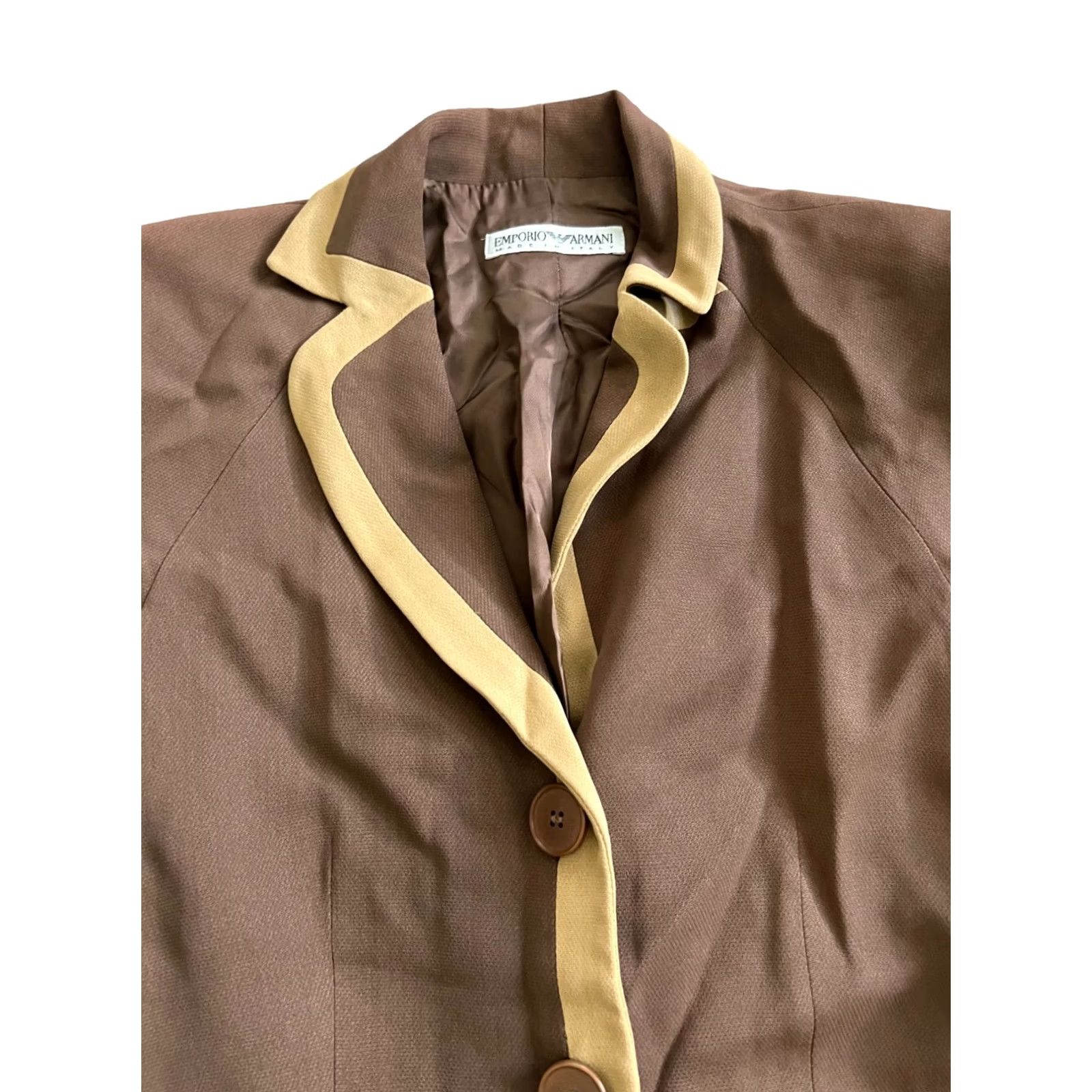 Emporio Armani Emporio Armani Blazer Brown 40 Long Sleeve 3-Front Button V-Neck Womens Shirt Jacket Italy Size S / US 4 / IT 40 - 3 Thumbnail