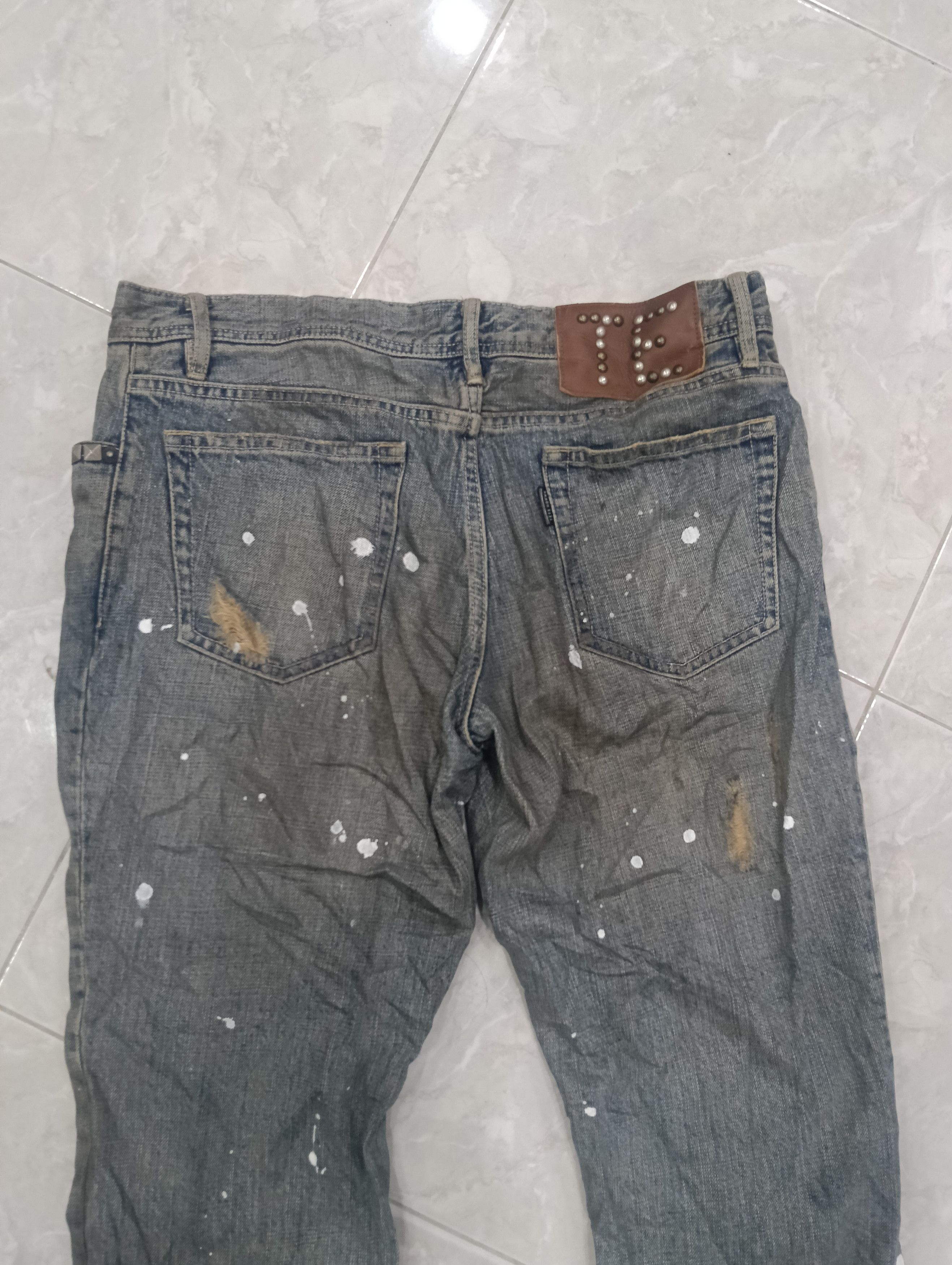 Issey Miyake Tete Homme Thrashed Sick Denim Studded Bootcut Size 33" - 7 Thumbnail