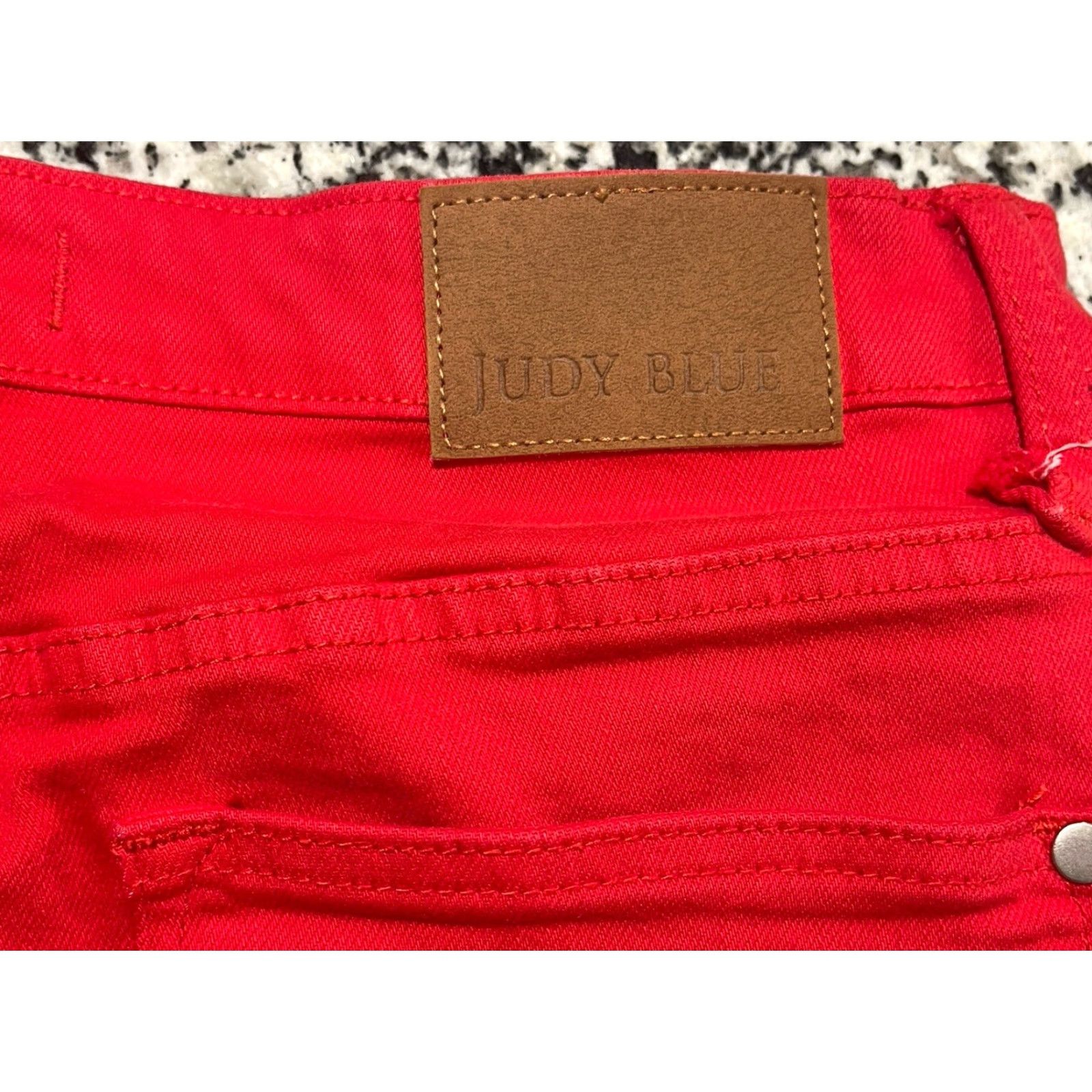Vintage Judy Blue Garment Dyed Denim Jeans Red 90s Straight Womens Sz 13/31 High Waist 32 in Inseam 31 in Zip Button 5-Pocket Size 24" / US 00 / IT 34 - 6 Thumbnail