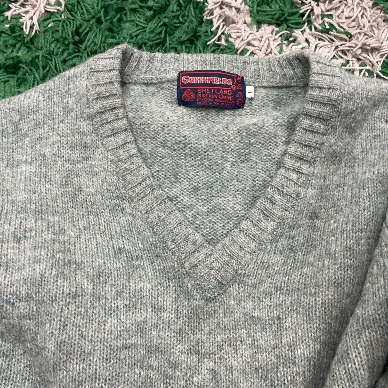 Vintage Vintage Greenfields Shetland 100% Wool V Neck Knit Sweater Size L / US 10 / IT 46 - 4 Thumbnail