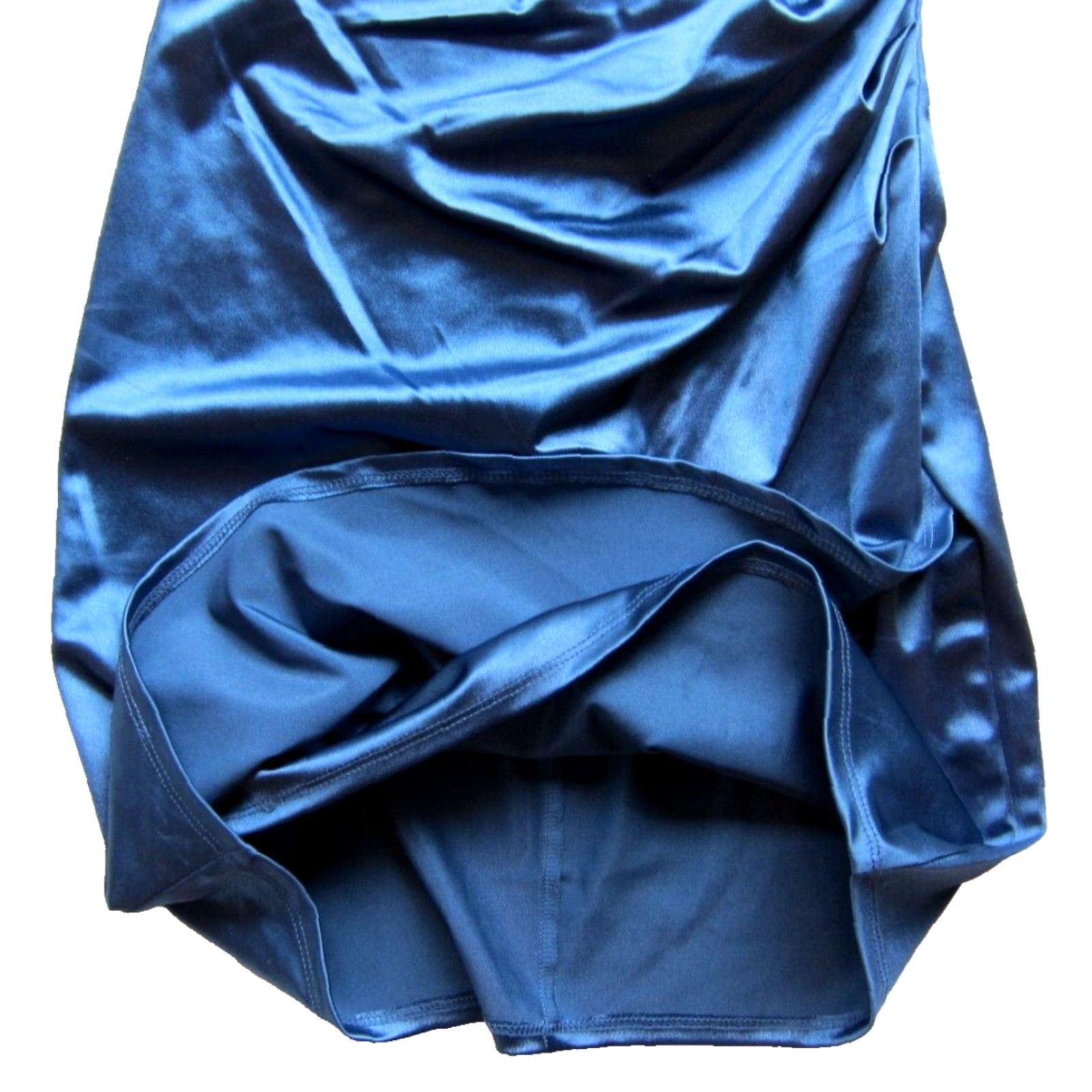 Vintage NWT Emerald Sundae Blue Satin Stretch One Shoulder Ruched Fitted Dress M Size M / US 6-8 / IT 42-44 - 6 Thumbnail