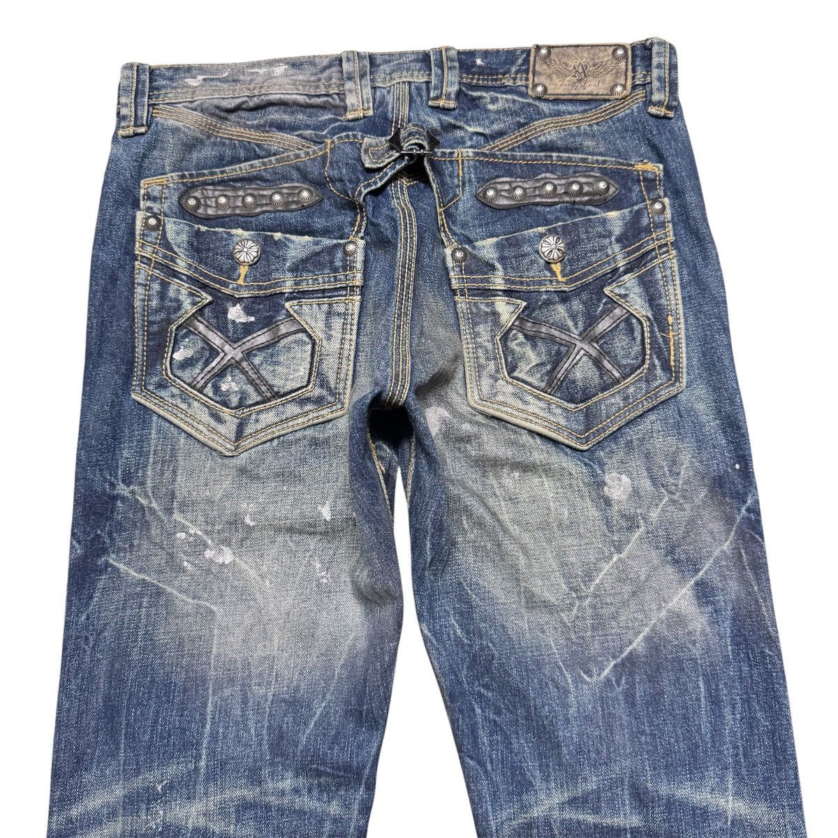 Japanese Brand ARMY OF NO Leather Trimm Denim Painter Jeans Studded Size US 30 / EU 46 - 1 Thumbnail