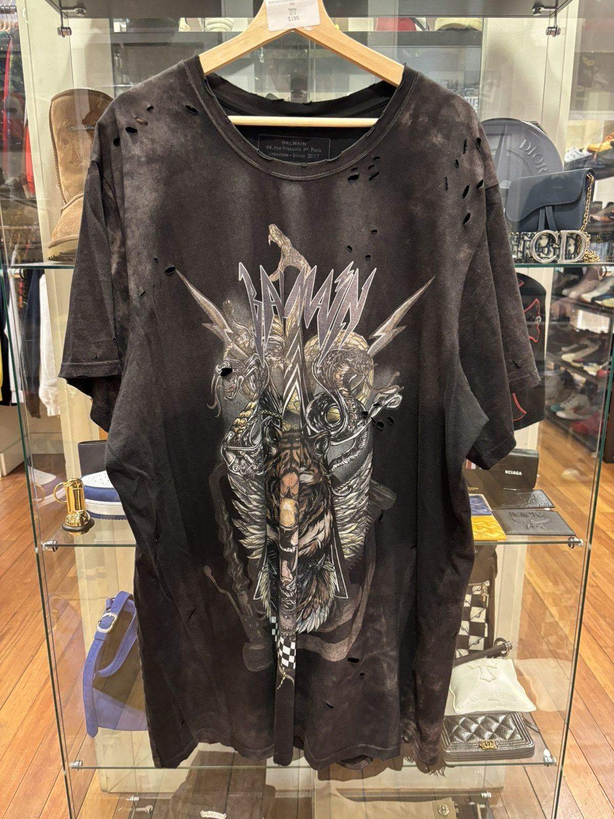 Balmain Distressed Tiger Tee