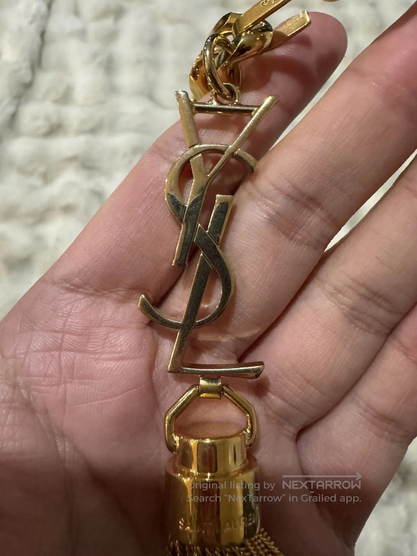 Yves Saint Laurent YSL Gold Logo Tassel Belt. Size ONE SIZE - 3 Thumbnail