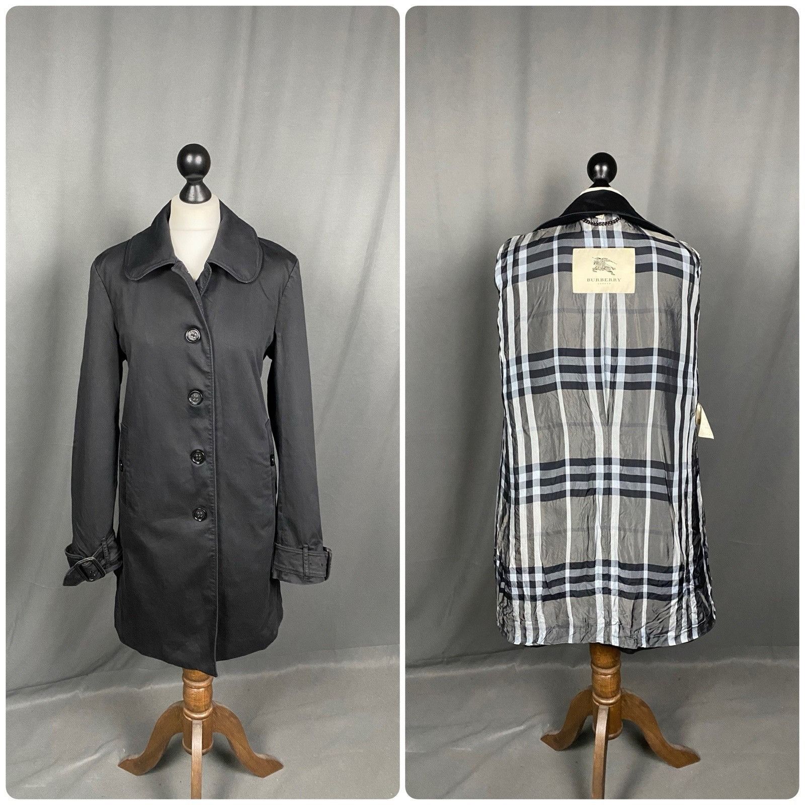 Burberry Burberry Nova Check Women's Black Trench Over Coat Size UK 1 Size XL / US 12-14 / IT 48-50 - 1 Thumbnail