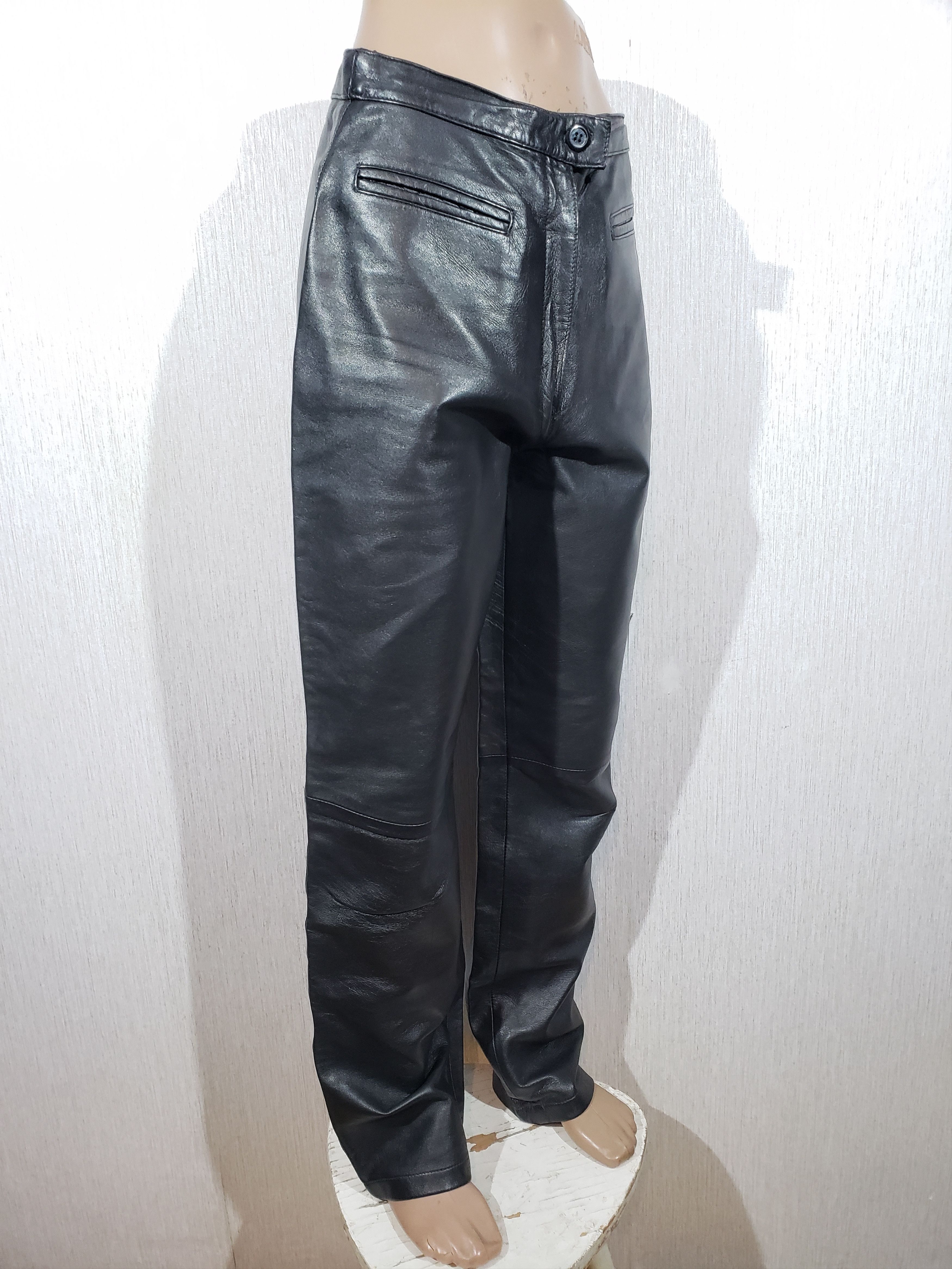 Genuine Leather Women's black leather pants. Size 28" / US 6 / IT 42 - 4 Thumbnail