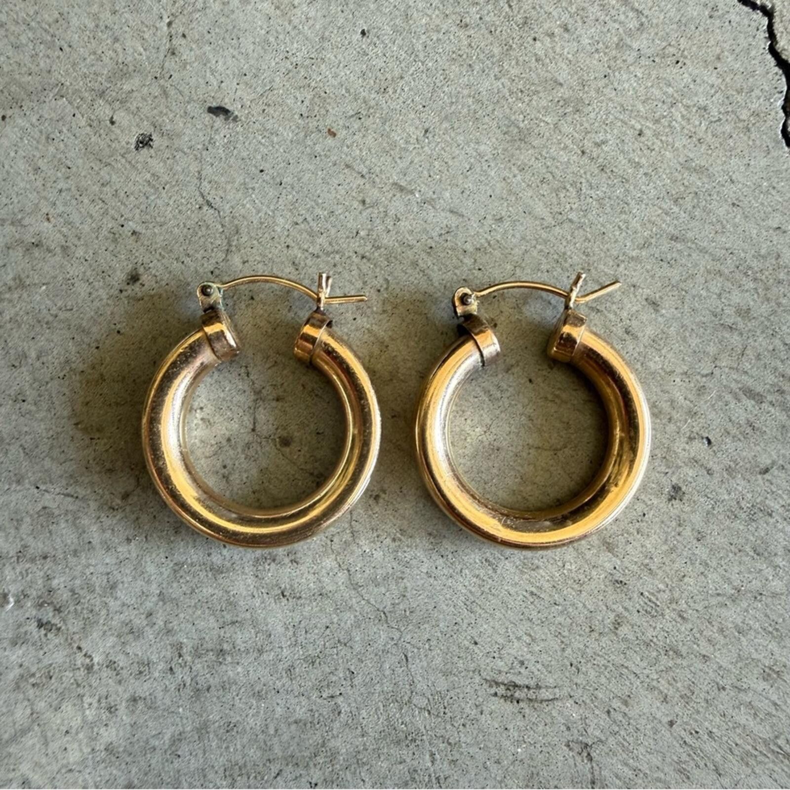 Asos ASOS / Gold Plated Chunky Small Hoops Earrings Size ONE SIZE - 1 Thumbnail