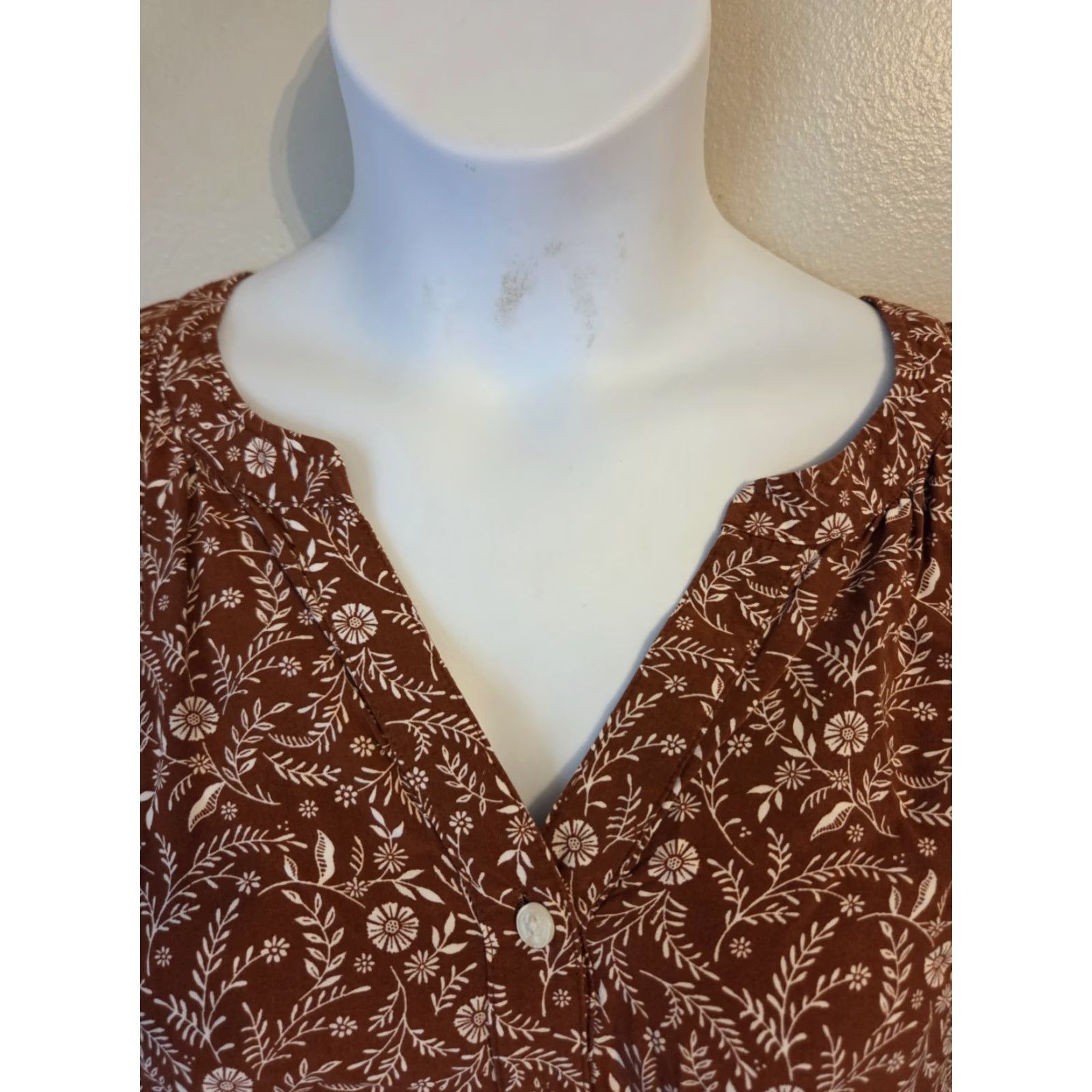 Old Navy Old Navy Orange Floral Print Top Shirt XL Boho Shirt Woman's Series Size XL / US 12-14 / IT 48-50 - 2 Thumbnail