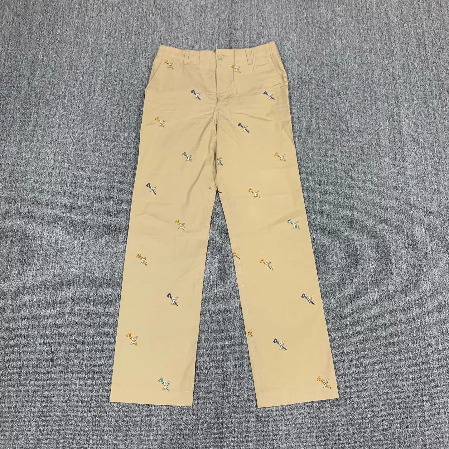 Louis Vuitton Lv Beige Pin Embroidered AO Print Chinos 46 98N Size US 30 / EU 46 - 1 Thumbnail