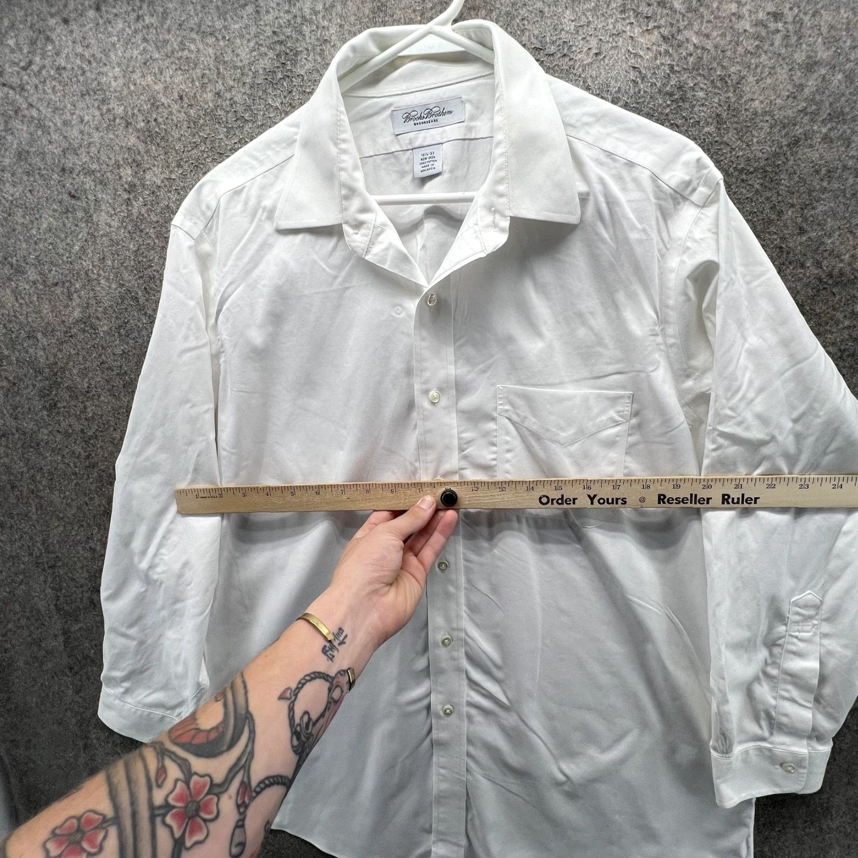 Brooks Brothers Brooks Brothers Dress Shirt Mens 16.5 33 White Classic Fit Non Iron Cotton Shirt Mens Long Sleeve Size 46R - 5 Thumbnail