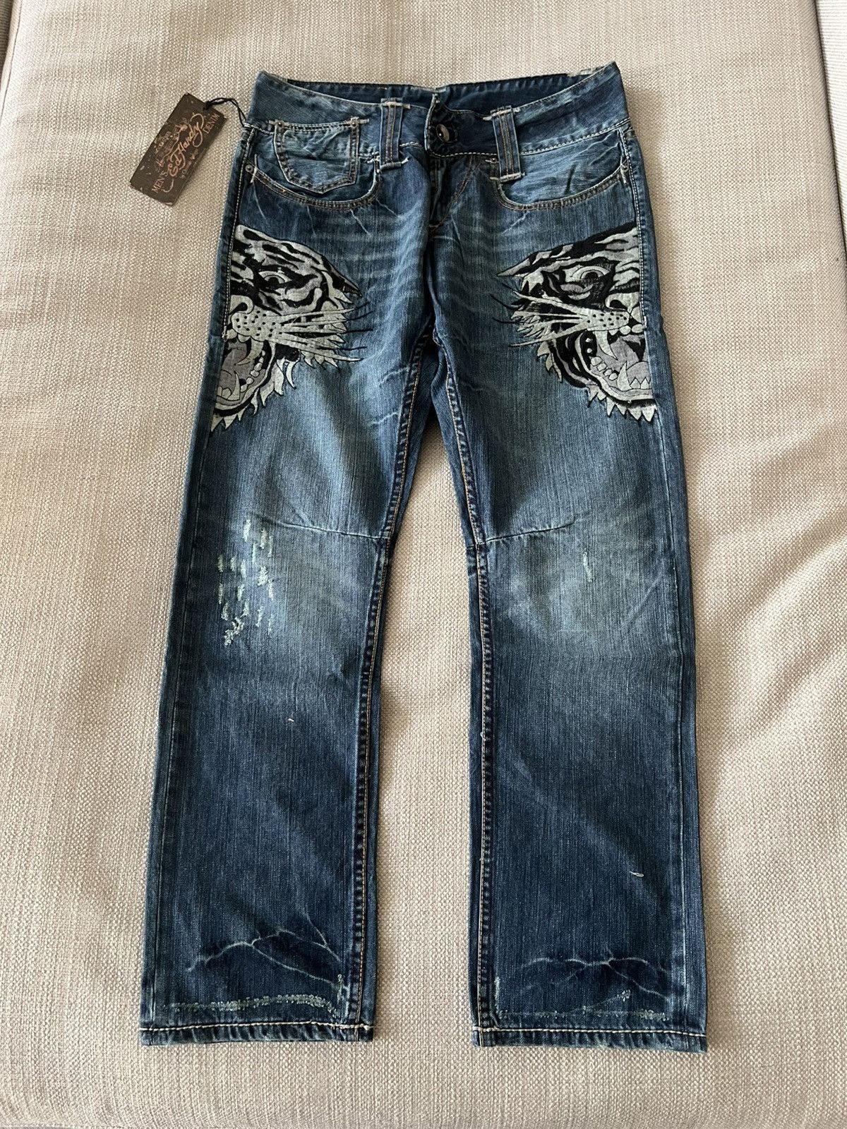Ed Hardy Vintage Ed Hardy Tiger Denim Jeans Y2K by Christian Audigier Size US 34 / EU 50 - 1 Thumbnail