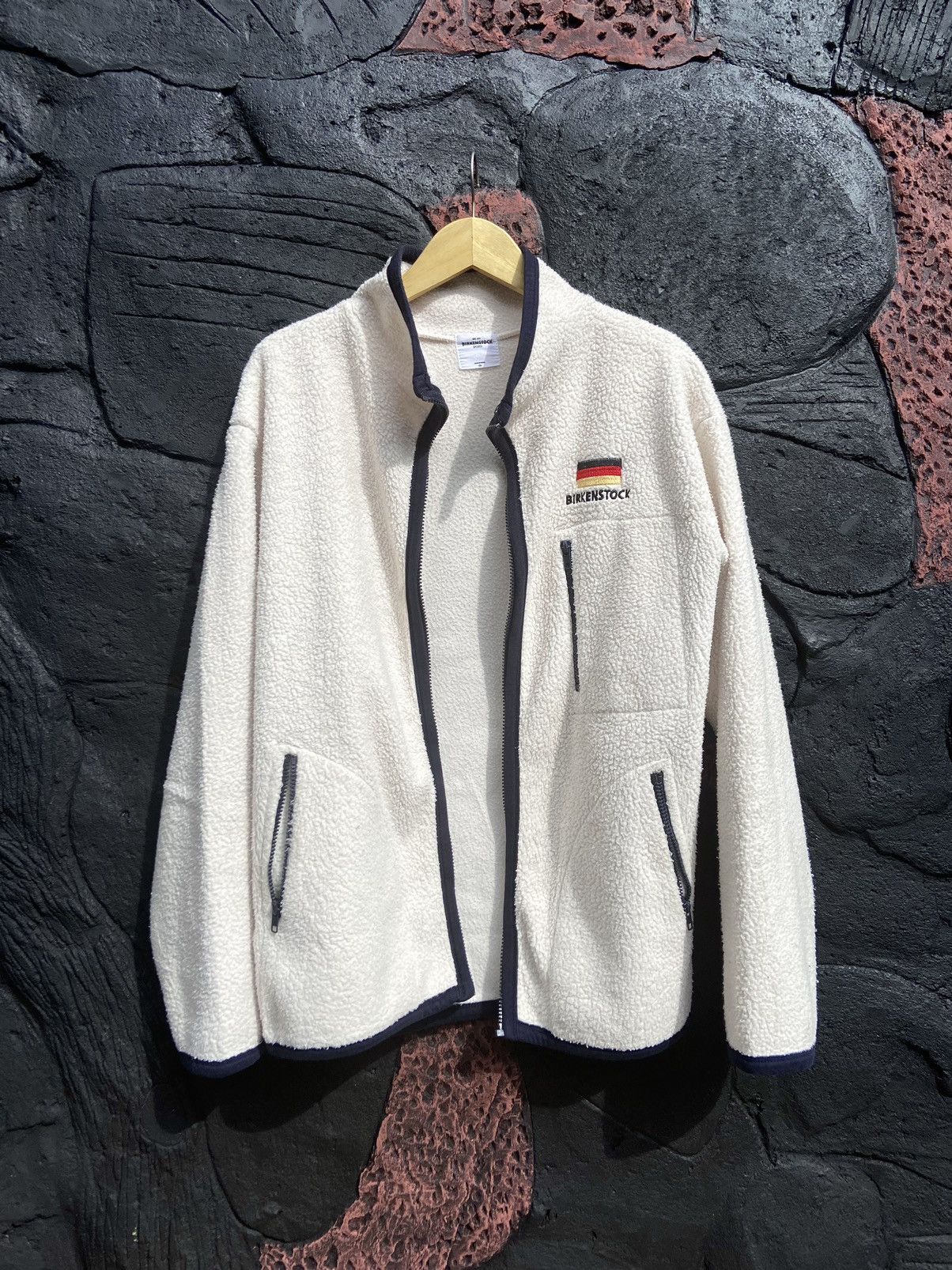 Image of Birkenstock Sports Logo Germany Flag Polar Sherpa Jacket in White, Men's (Size XL)