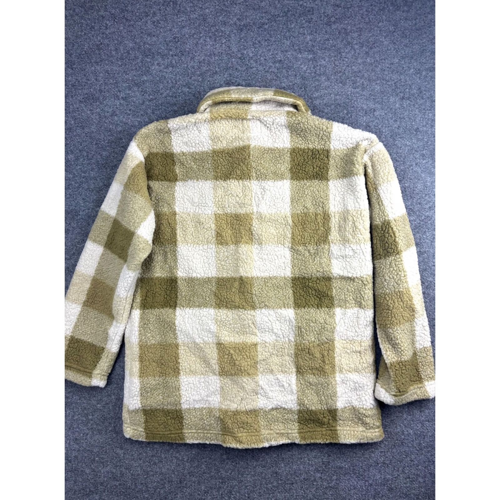 Billabong VINTAGE Billabong Jacket Womens XL Tan White Plaid Sherpa Fleece Shacket Size XL / US 12-14 / IT 48-50 - 7 Thumbnail