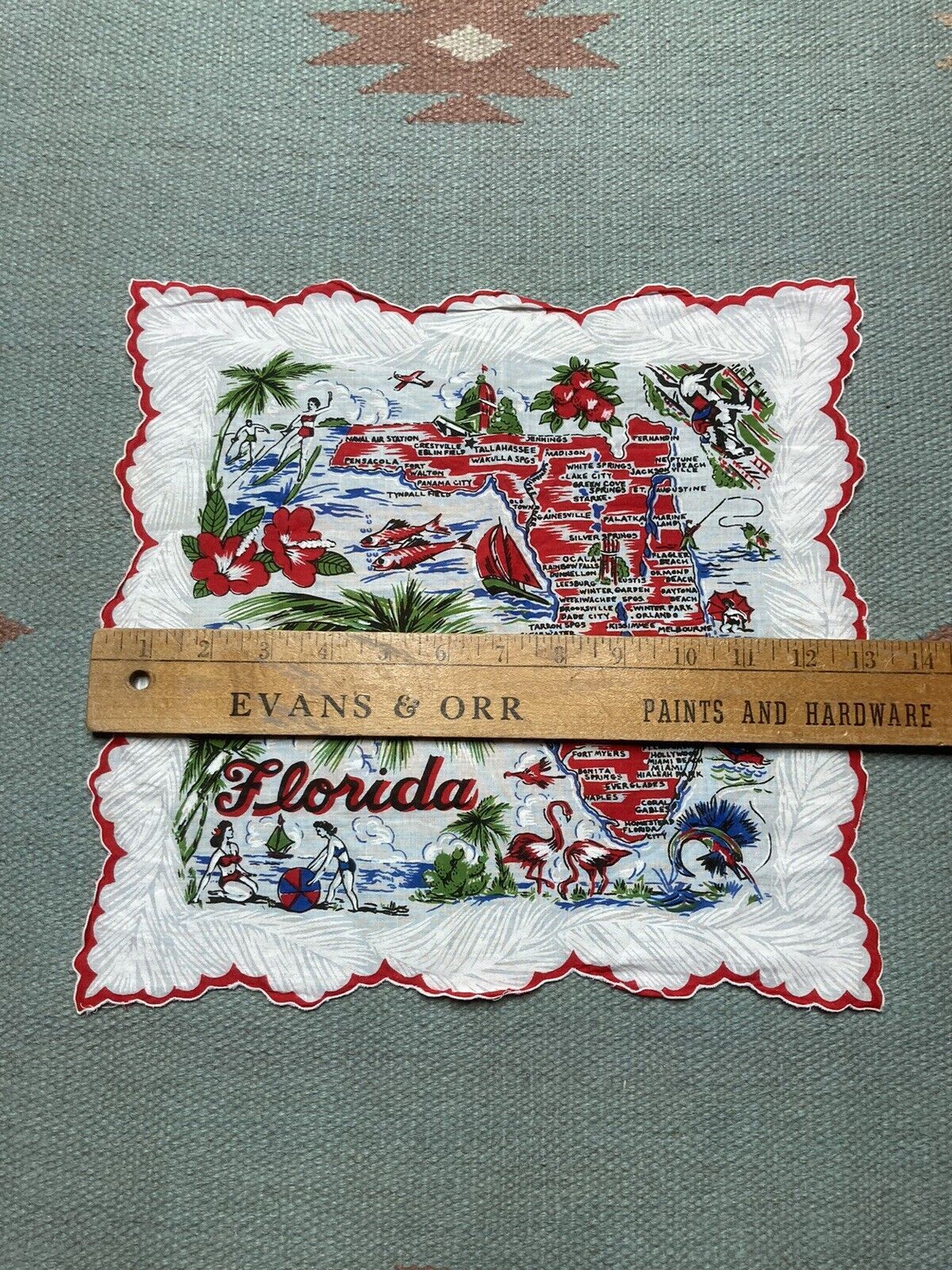 Vintage 1950s Florida souvenir hanky handkerchief bandana pre Disney Size ONE SIZE - 5 Thumbnail