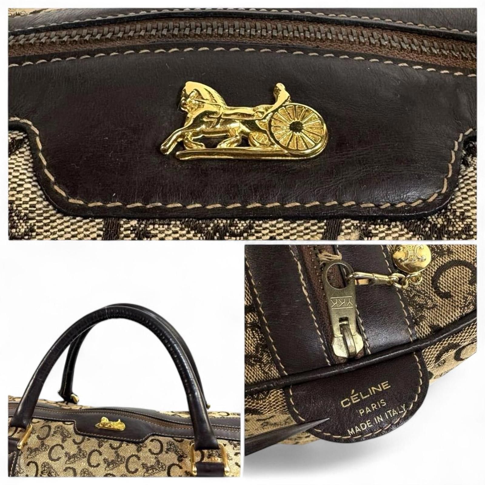 Celine Celine - Vintage Monogram Canvas Handbag with Black Leather Size ONE SIZE - 7 Thumbnail