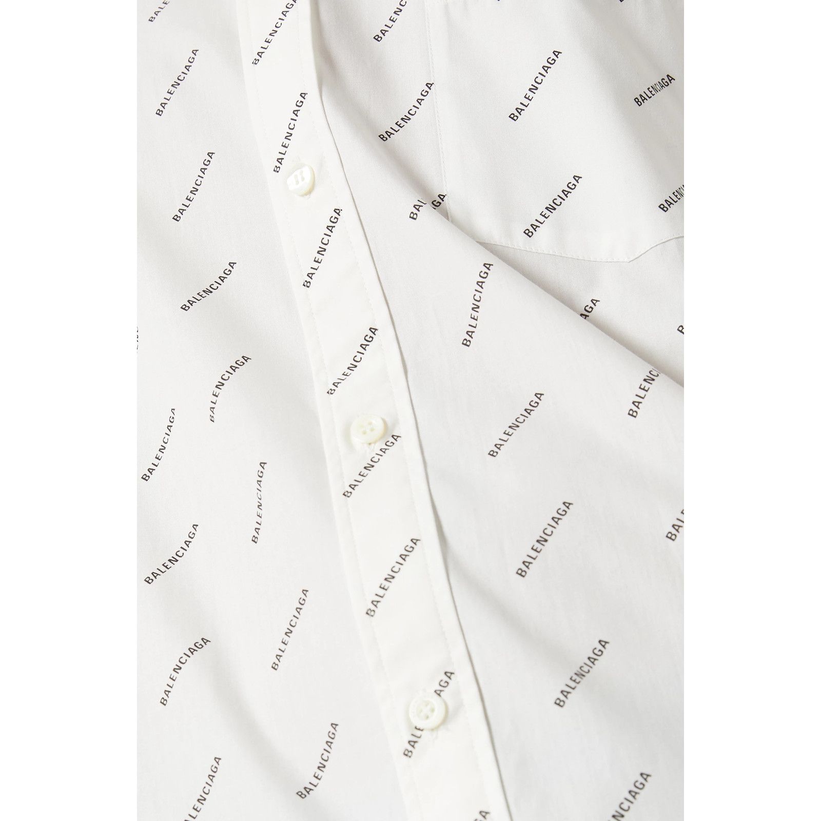 Balenciaga Balenciaga White Black All Over Logo Long Sleeve Button Up Size US M / EU 48-50 / 2 - 9 Thumbnail