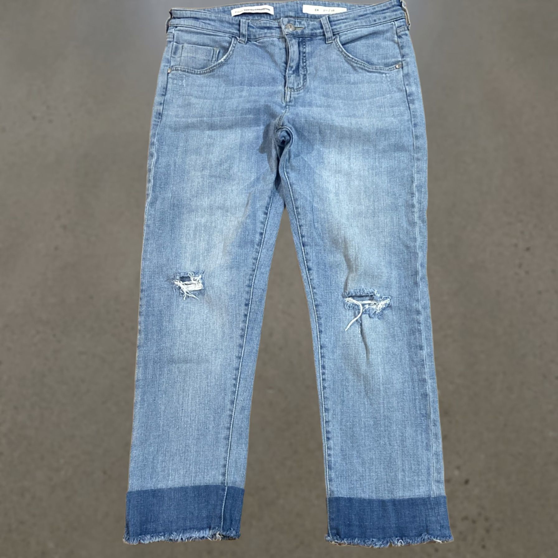 Vintage Pilcro And The Letterpress EM Jeans 28 Blue Denim Distressed Raw Hem Women Jeans Regular 28in Inseam Bohemian City Preppy Size 28" / US 6 / IT 42 - 1 Thumbnail