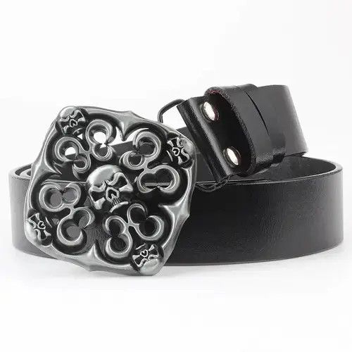 Hypebeast × Indigo × Leather Belts Pattern Petal Skull Belt Size ONE SIZE - 3 Thumbnail