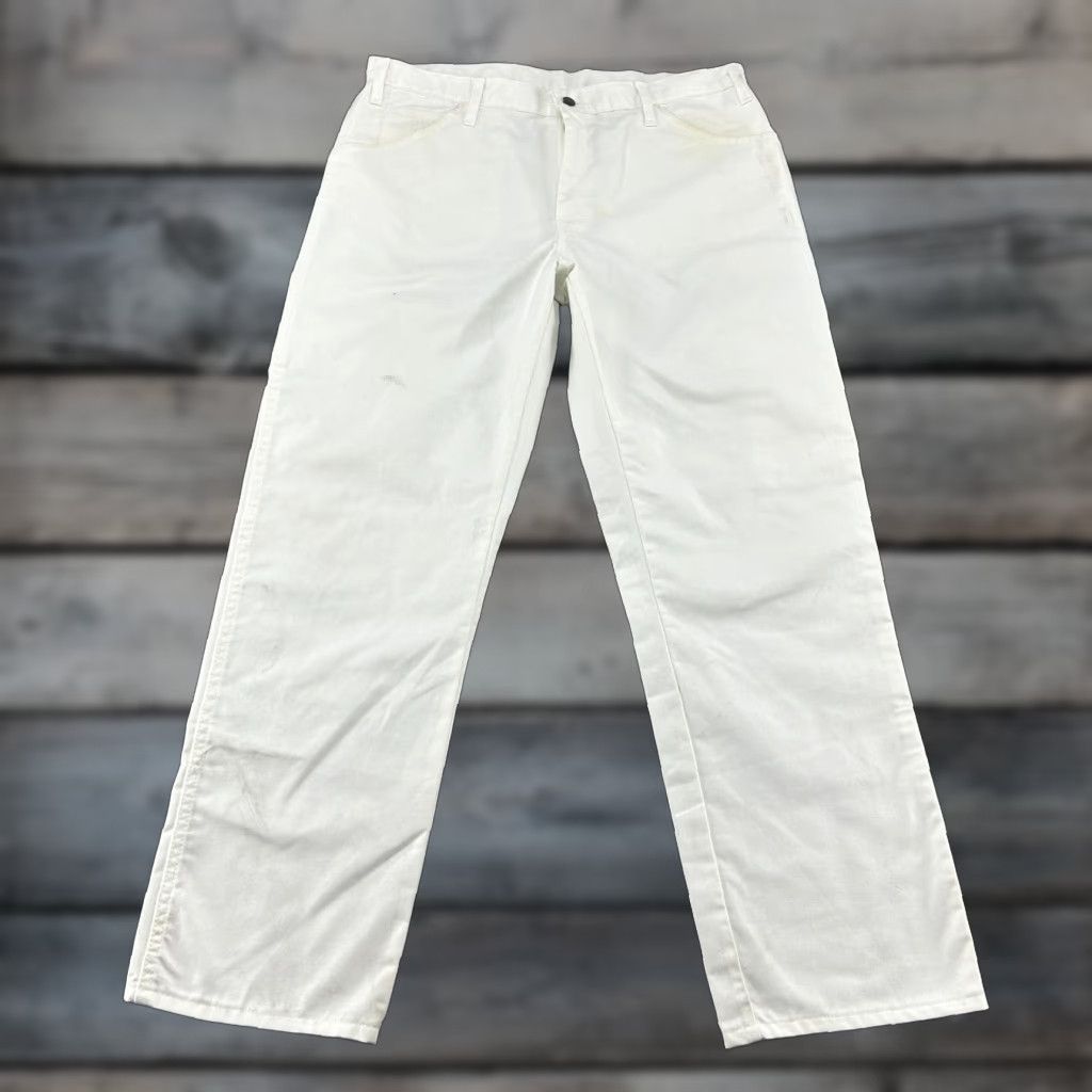 Dickies Dickies Pants Mens 36x32 White Carpenter Straight Leg Regular Fit Logo Workwear Pants Size US 36 / EU 52 - 1 Thumbnail