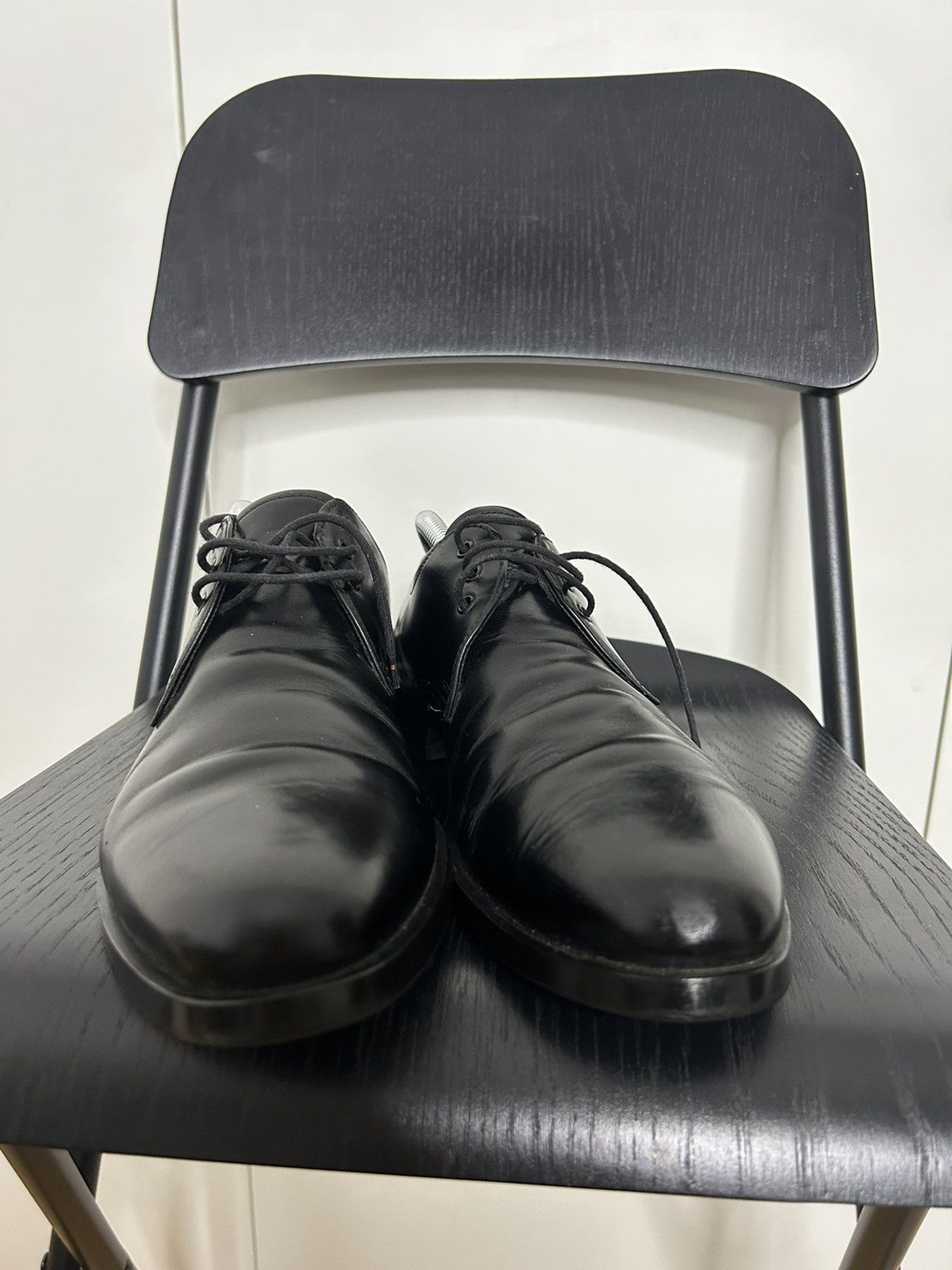 Prada × Vintage Prada Leather Derby Shoes - Black Oxfords Size US 8 / EU 41 - 5 Thumbnail
