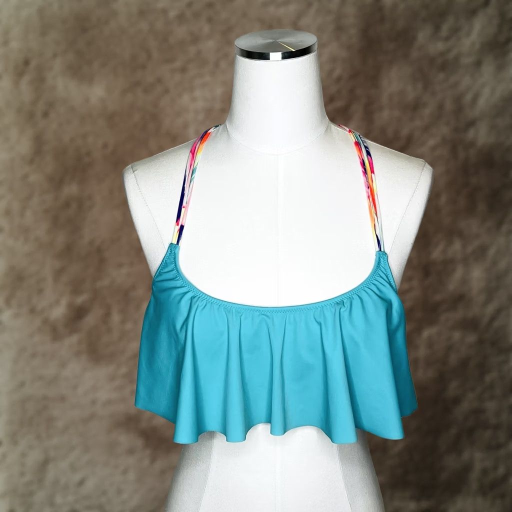 Victoria's Secret Victoria’s Secret Pink Aqua Blue Swim Top Bikini Racerback Braided Med M Women Blue Nylon Spandex Solid Hand Wash Only Size M / US 6-8 / IT 42-44 - 1 Thumbnail