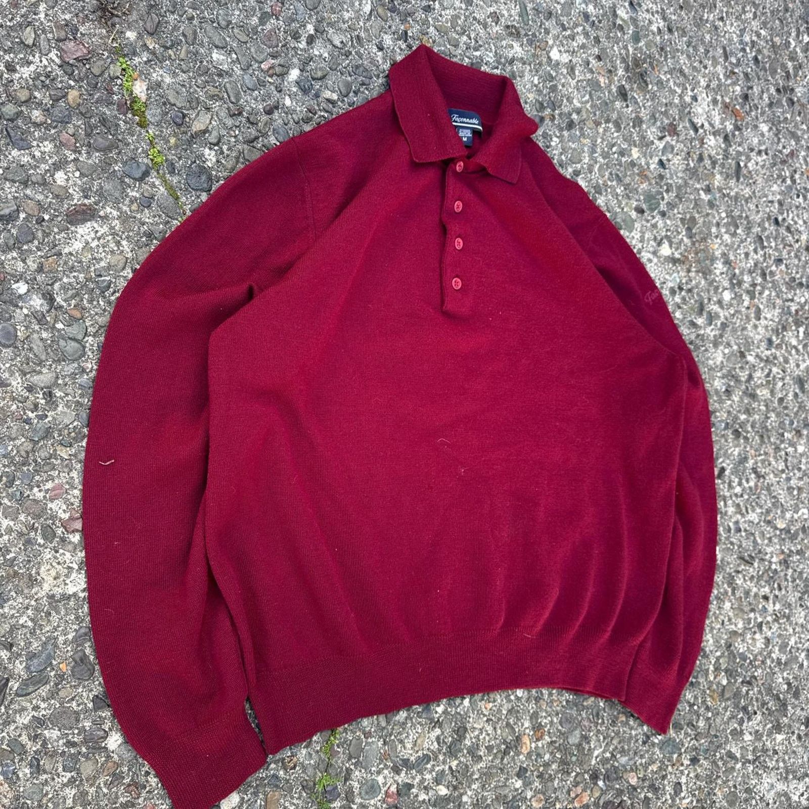 Faconnable Vintage 90s Faconnable Knit Collared Shirt – Size Medium Size US M / EU 48-50 / 2 - 2 Thumbnail