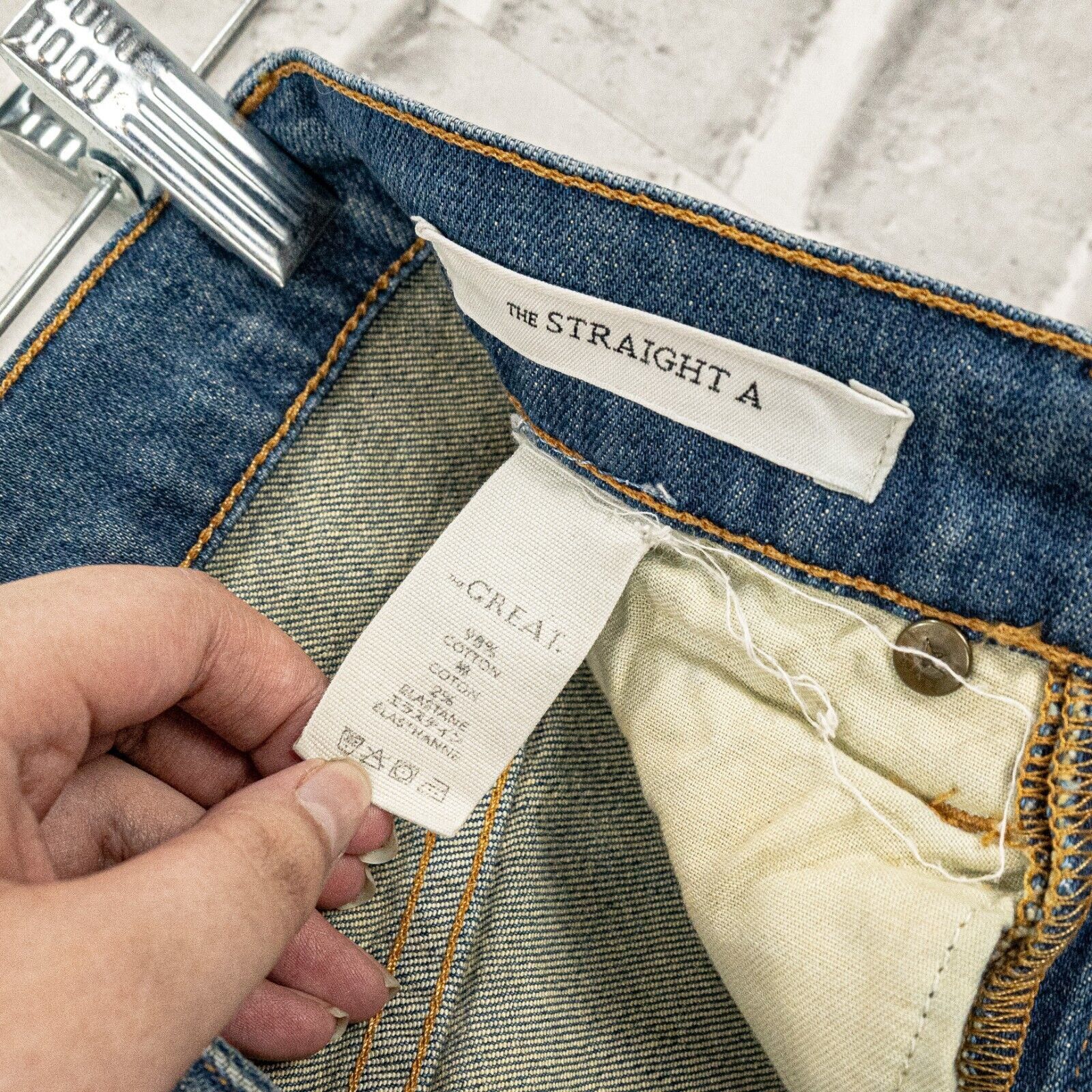 THE GREAT The GREAT. The Straight A Denim Jeans Ankle Crop in Blue Size 24" / US 00 / IT 34 - 7 Thumbnail