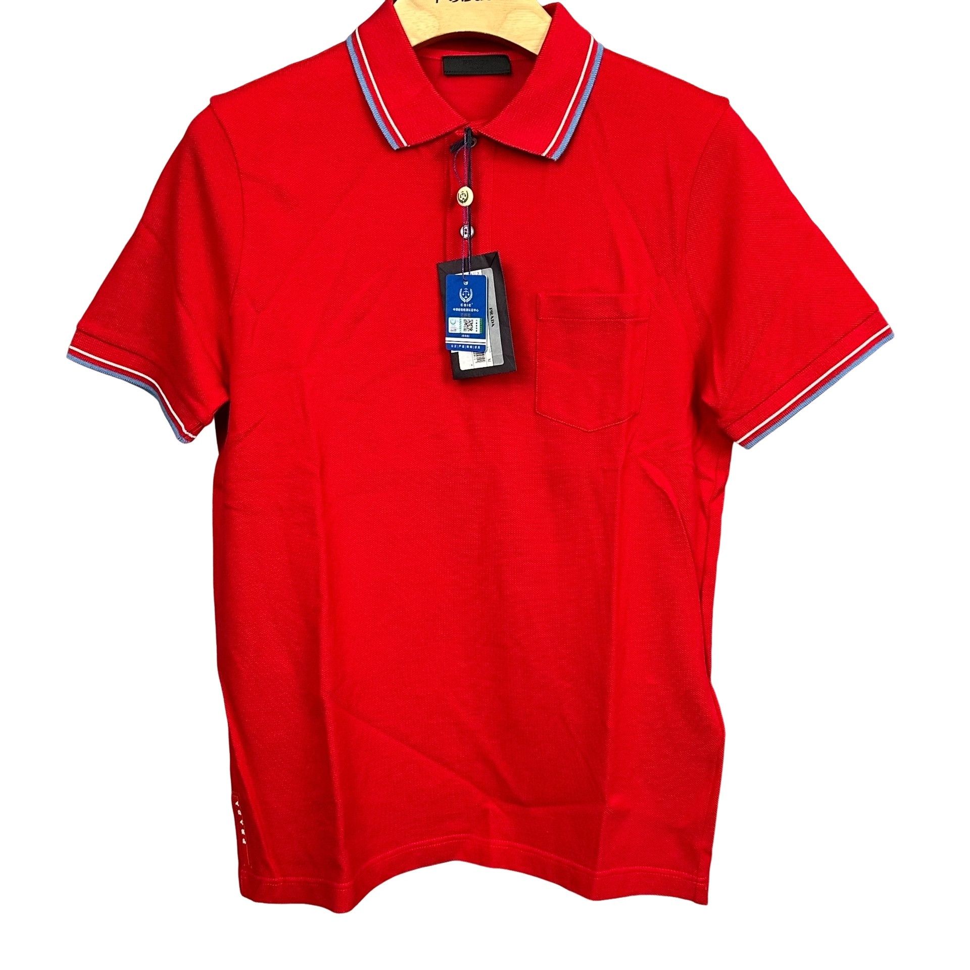 Prada Prada Red Contrast Trim Pique Polo Shirt Size M Size US M / EU 48-50 / 2 - 1 Thumbnail