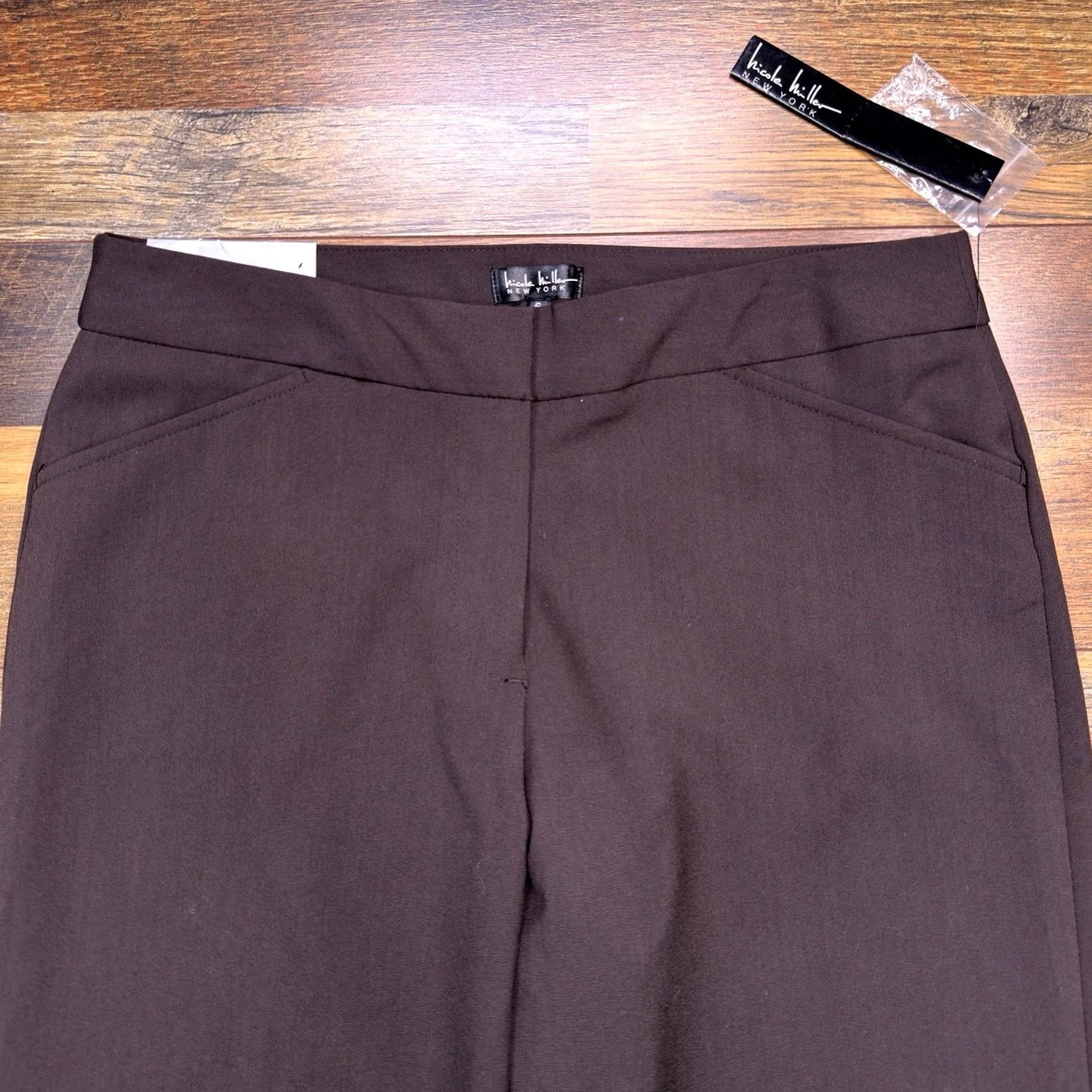 Nicole Miller Nicole Miller Pants Womens 6 Dark Chocolate Easy Care Essential Perfect Fit New Size 28" / US 6 / IT 42 - 2 Thumbnail