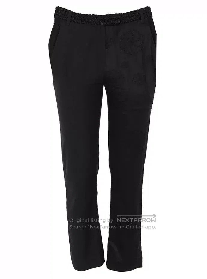 Ann Demeulemeester Ann Demeulemeester 36 black embroidered woven belt pants Size 24" / US 00 / IT 34 - 2 Thumbnail