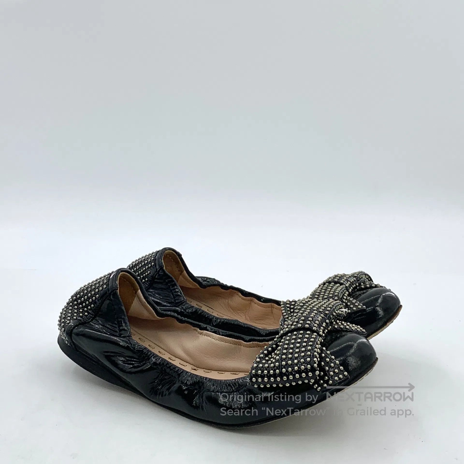 Miu Miu Miu Miu Black Bow Knot Stud Design Casual Slip-On Boat Sho Size US 5.5 / IT 35.5 - 2 Thumbnail