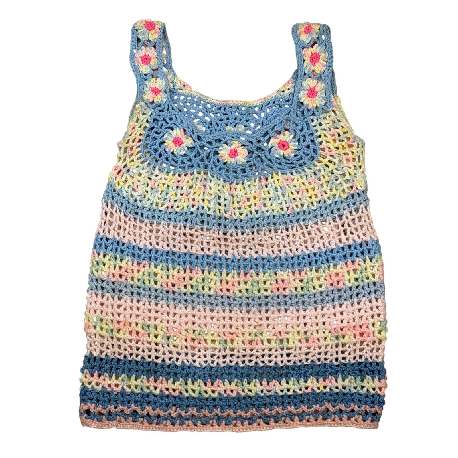 Handmade Handmade open Knit crochet cottage core floral boho tank top Size S / US 4 / IT 40 - 1 Thumbnail