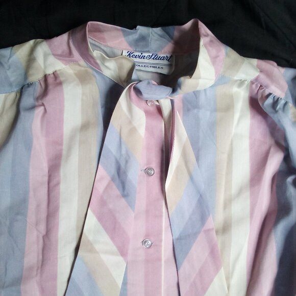 Other Vintage Kevin Stuart Pastel Striped Polyester Button Shirt Size XL / US 12-14 / IT 48-50 - 1 Thumbnail