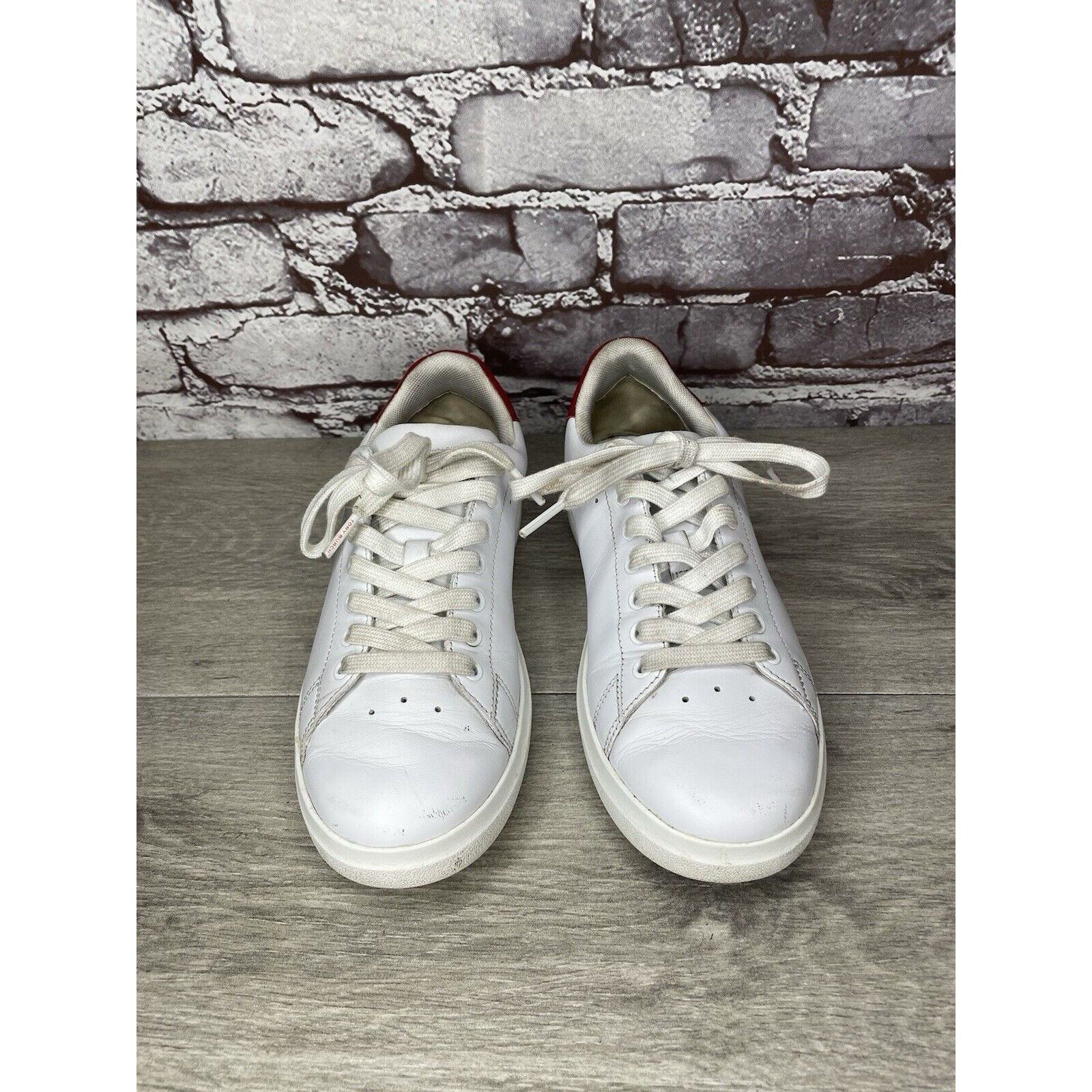 Tory Burch TORY BURCH Howell Court White Leather Red Sneakers Shoes Wom Size US 6.5 / IT 36.5 - 19 Thumbnail