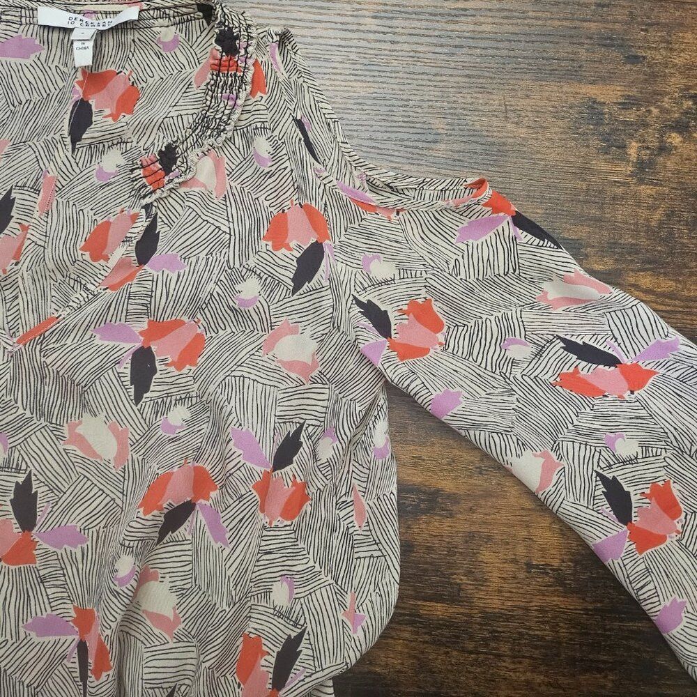 Derek Lam 10 Crosby Derek Lam Cold Shoulder Longsleeve Silk Blouse Floral Size S / US 4 / IT 40 - 3 Thumbnail
