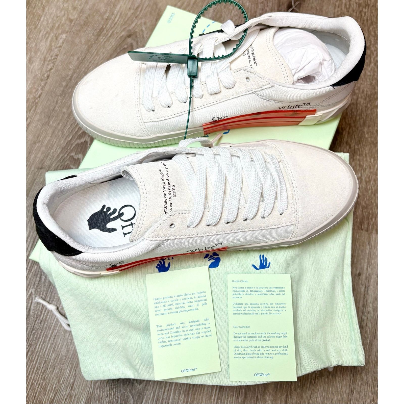 Off-White NIB - Off-White Low Top Vulcanized Sneakers - Blk/Wht EU 40 Size US 9.5 / IT 39.5 - 2 Thumbnail