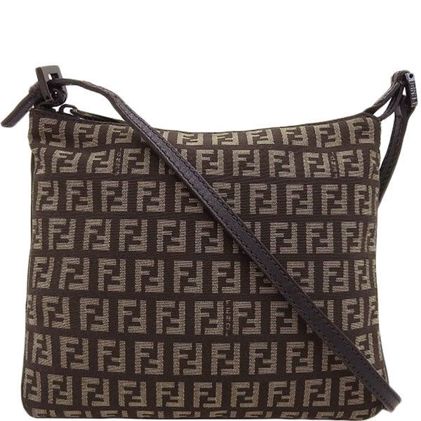 image of Fendi Ff Zucchino Pattern Shoulder Bag Brown, Women's