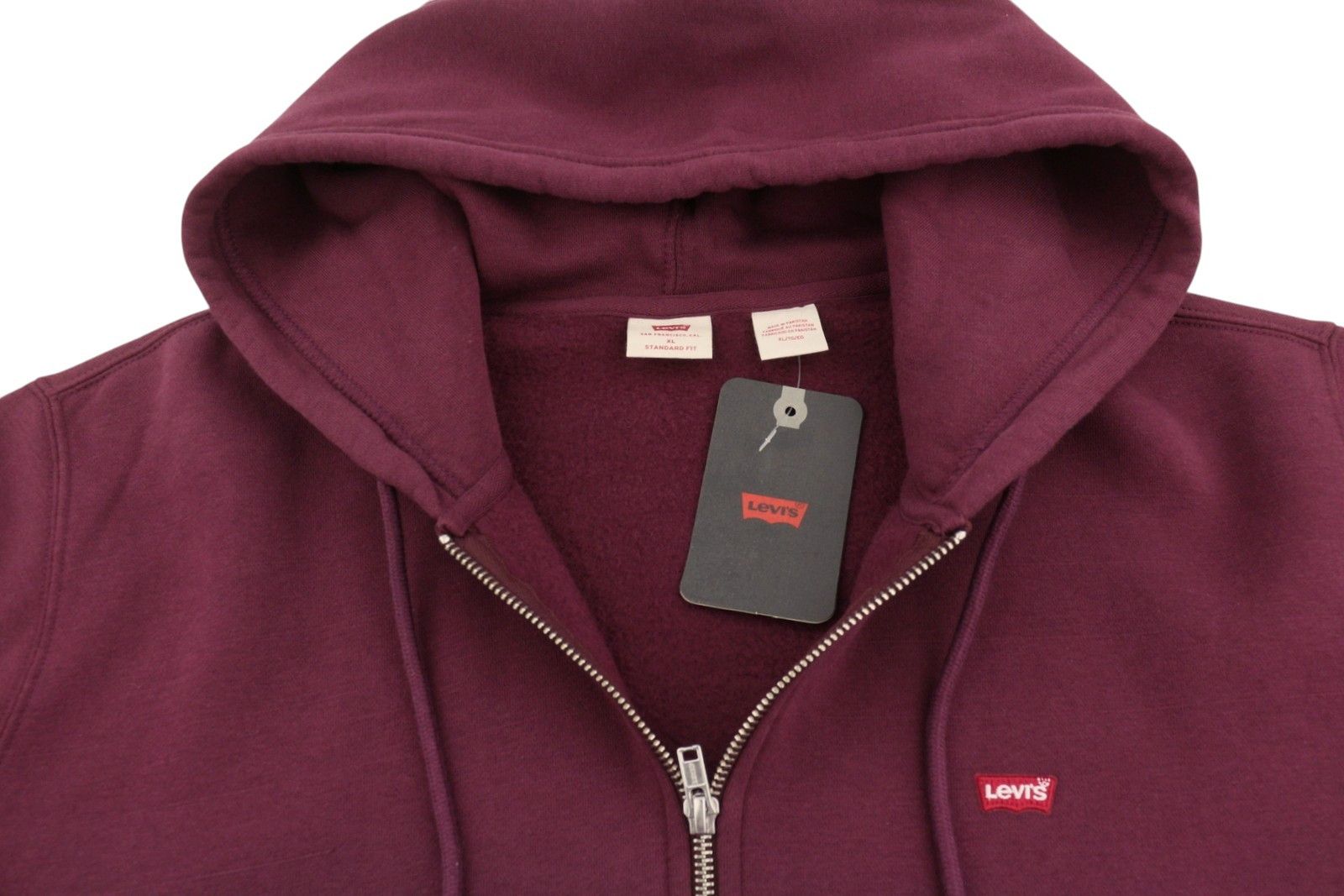 Levi's STANDARD FIT XL Burgundy Full Zip Logo Hooded 87113 Size US XL / EU 56 / 4 - 4 Thumbnail