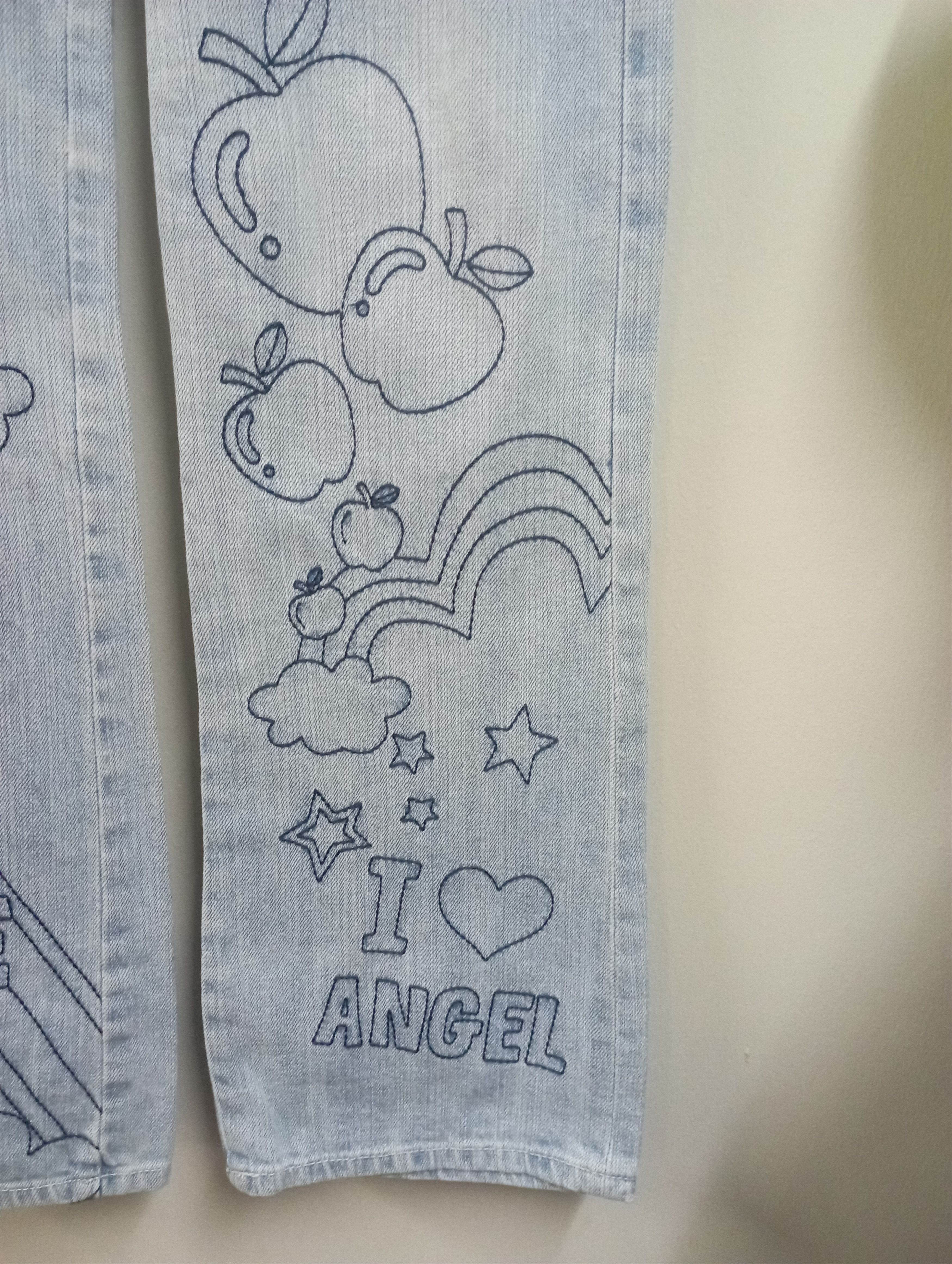 Angel Blue Vintage Embroidered Pop & Cute Angel Blue Jeans Size US 28 / EU 44 - 5 Thumbnail