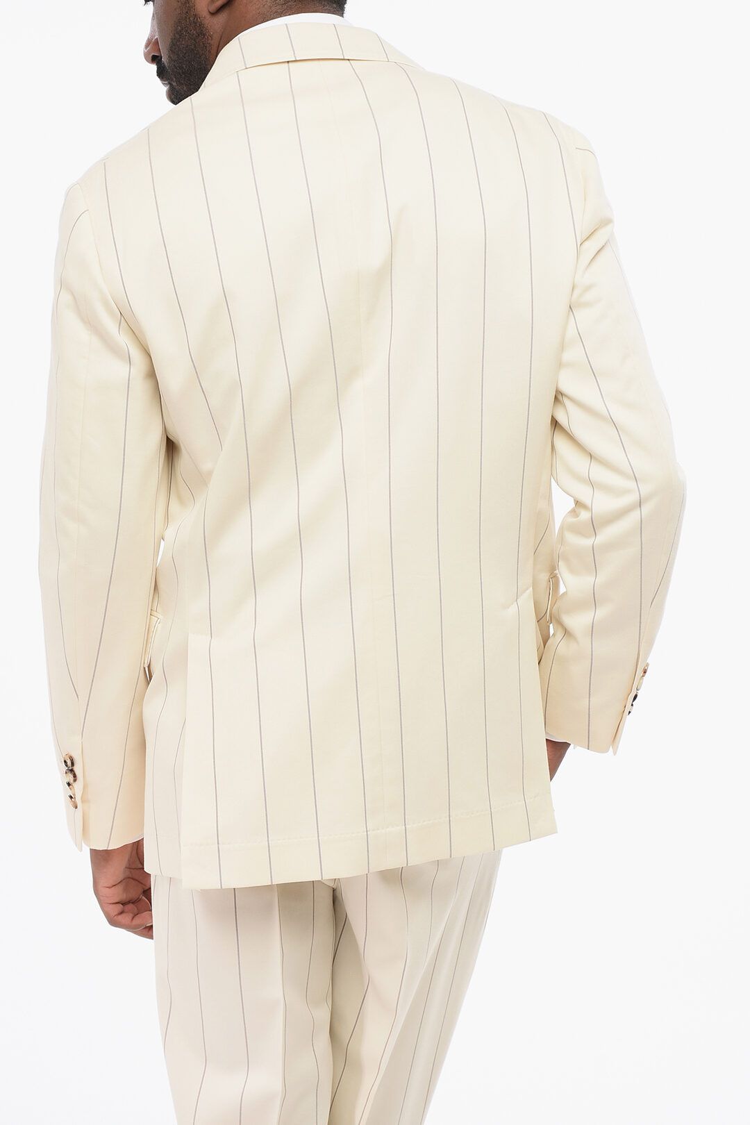 Brunello Cucinelli og1mm0725 Cotton and Wool Pinstriped Suit in Ivory Size US S / EU 44-46 / 1 - 5 Thumbnail
