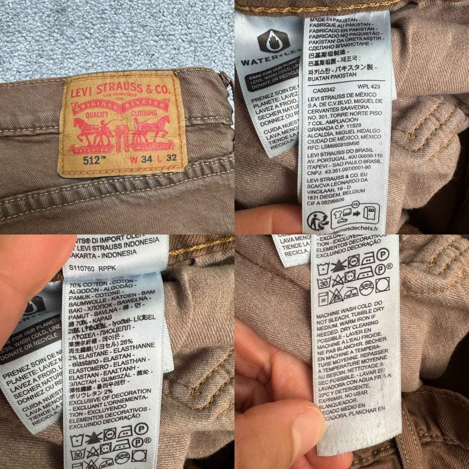 Levi's Levi's Slim Taper Jeans Mens 34x32 Brown Cotton Denim 5-Pocket Logo USA 500 Series Anthony? Size US 34 / EU 50 - 8 Thumbnail