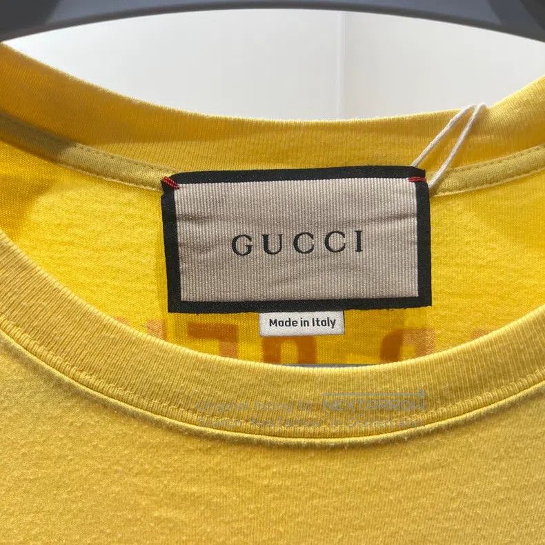 Gucci Gucci Yellow short-sleeved T-shirt with letter slogan prin Size S / US 4 / IT 40 - 2 Thumbnail