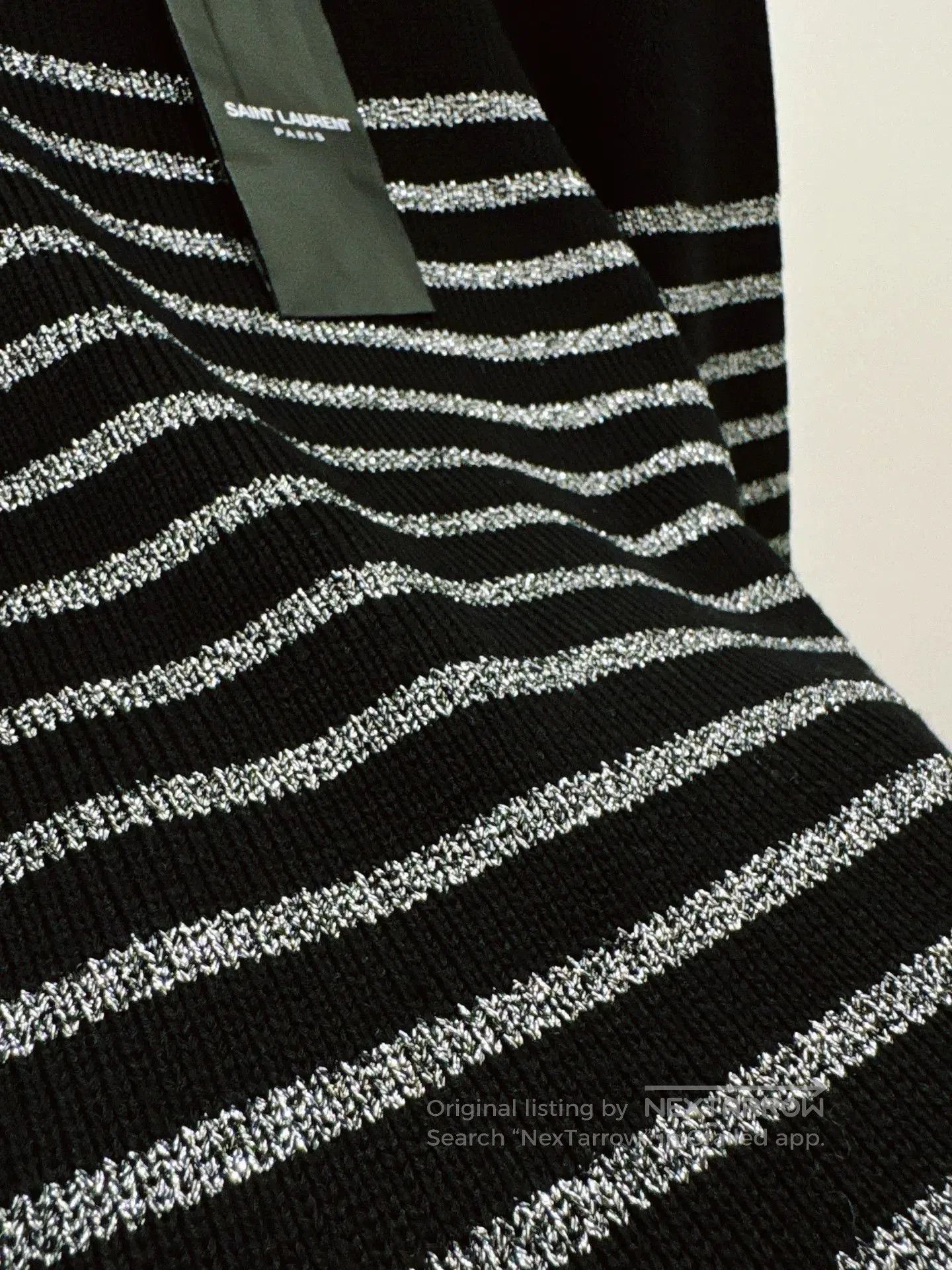 Saint Laurent Paris YSL Black Silver Striped Sweater. Size S / US 4 / IT 40 - 2 Thumbnail