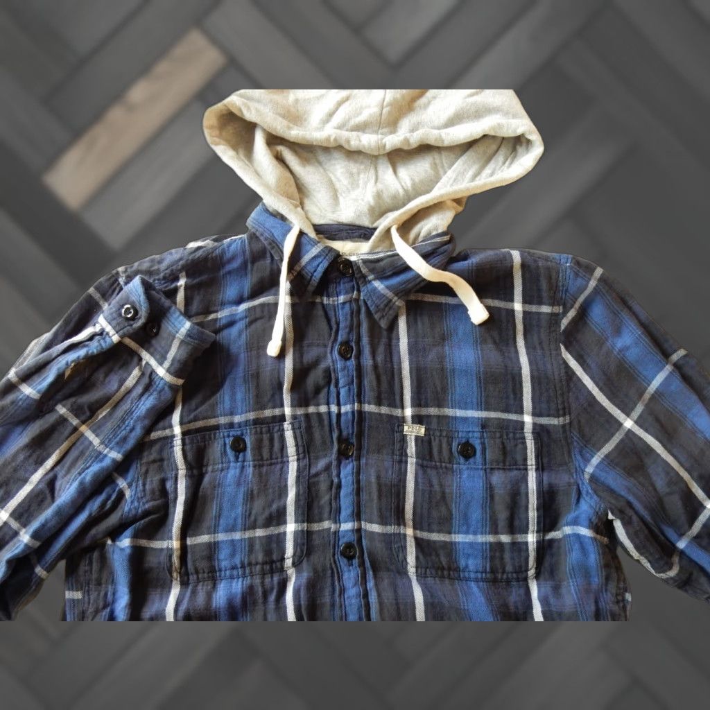 Vintage VINTAGE Denim & Supply Ralph Lauren Men's Hooded Plaid Cotton Button-Front Shirt Size S Blue Size US S / EU 44-46 / 1 - 1 Thumbnail