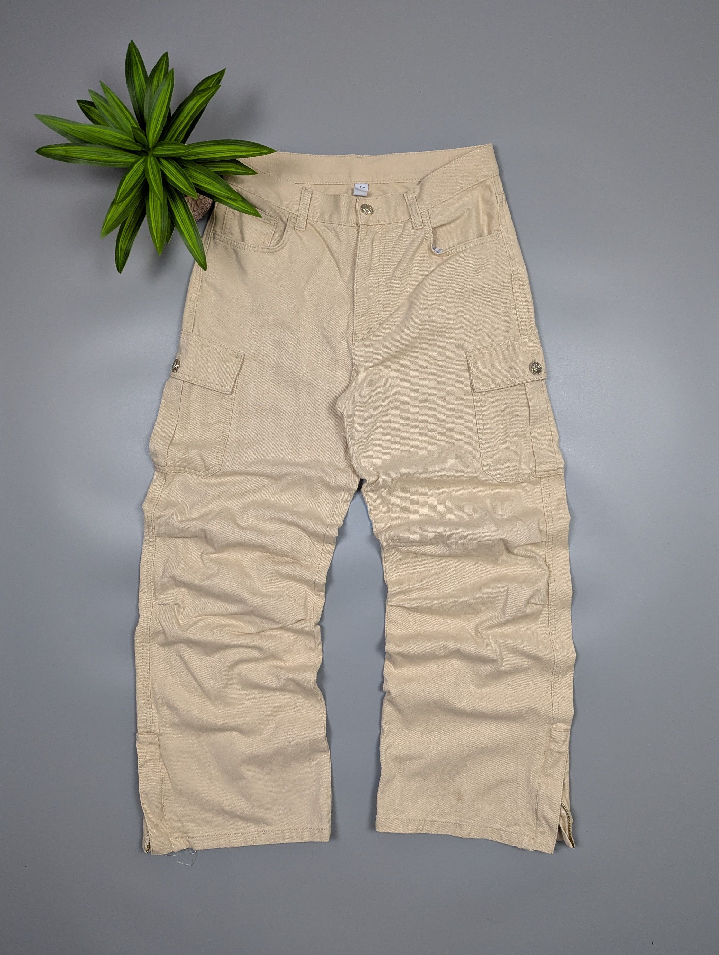 Liu Jo Liu Jo Y2K Beige Wide Leg Cargo Pants Multi Pocket Baggy Size 31" - 1 Thumbnail
