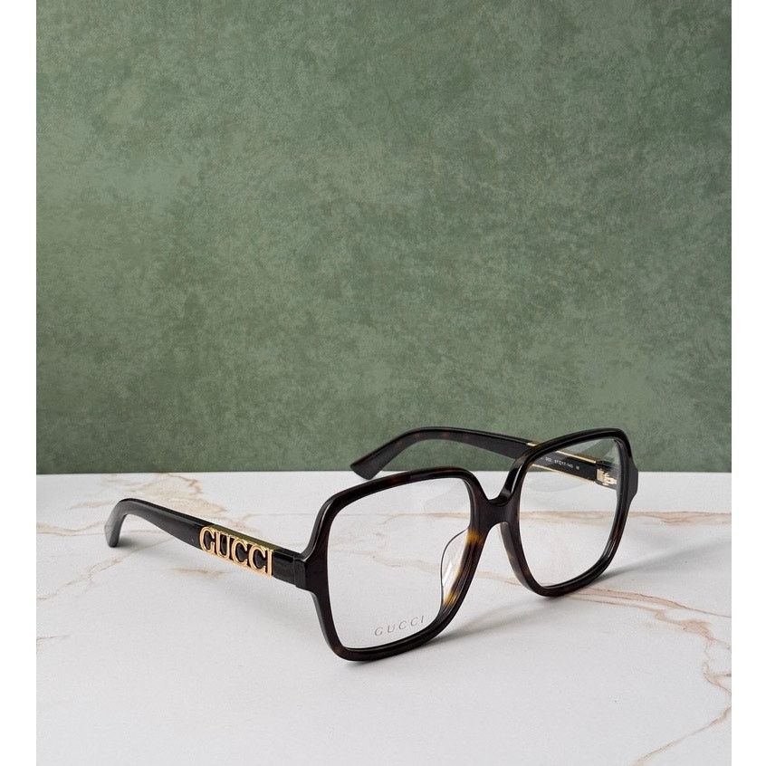 Gucci NEW Gucci GG1193OA Havana Brown Gold Logo Eyeglasses Frames Size ONE SIZE - 2 Thumbnail