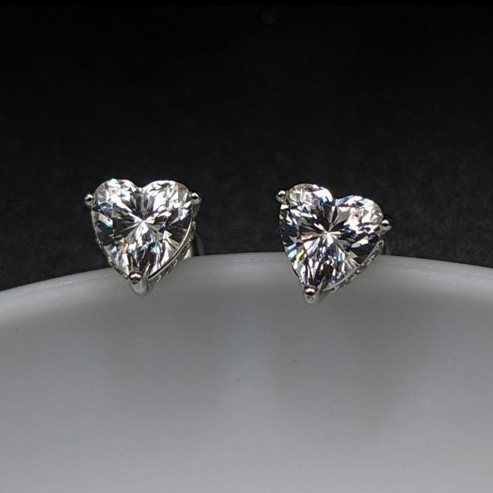 Other Heart Stud Earrings 1 Cttw Moissanite 925 Silver NWT Size ONE SIZE - 6 Thumbnail