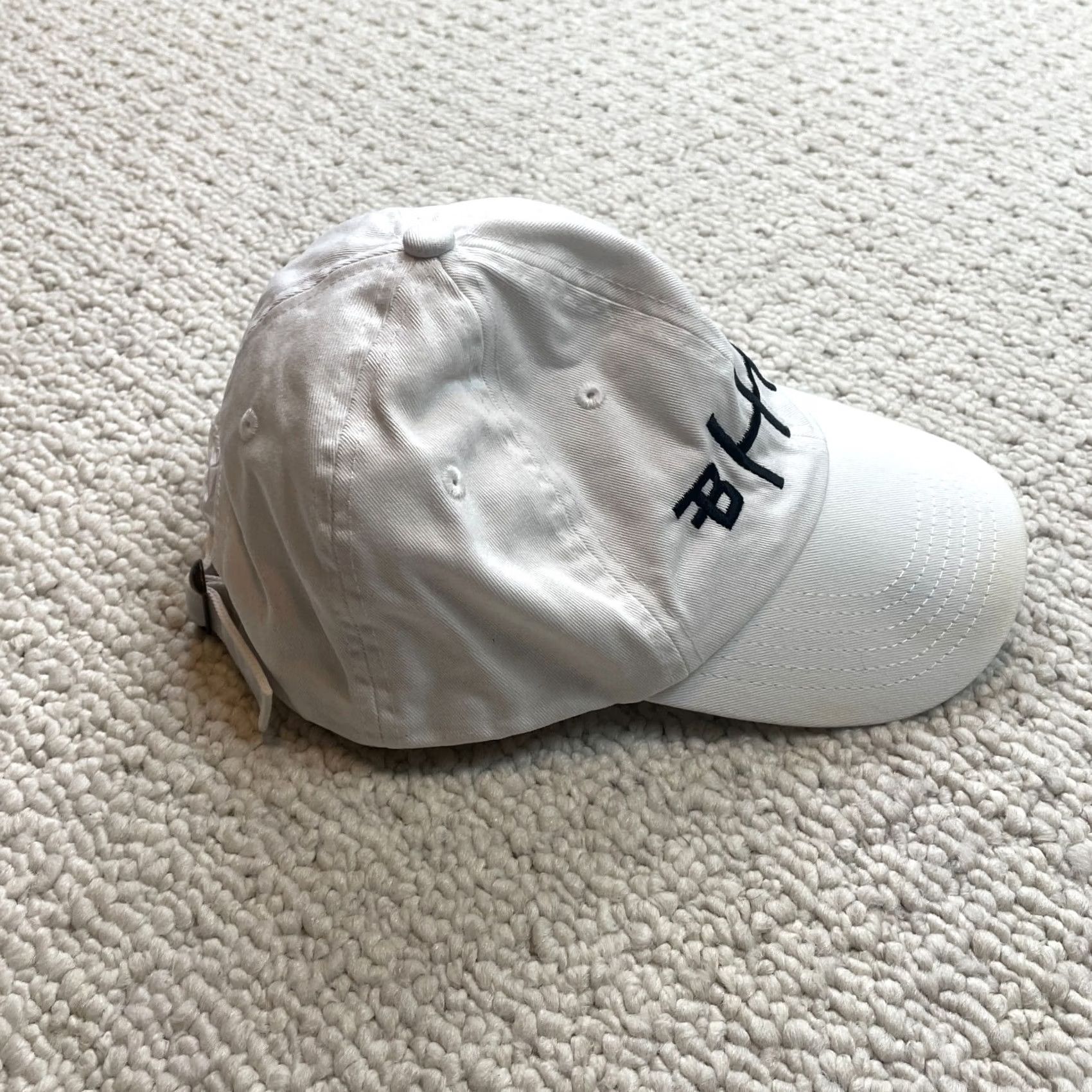 Bally Unbranded Adjustable Baseball Cap Hat White Black Logo Cotton OSFM Adult Baseball Cap Hat White Black Logo Cotton OSFM Adult Size ONE SIZE - 4 Thumbnail