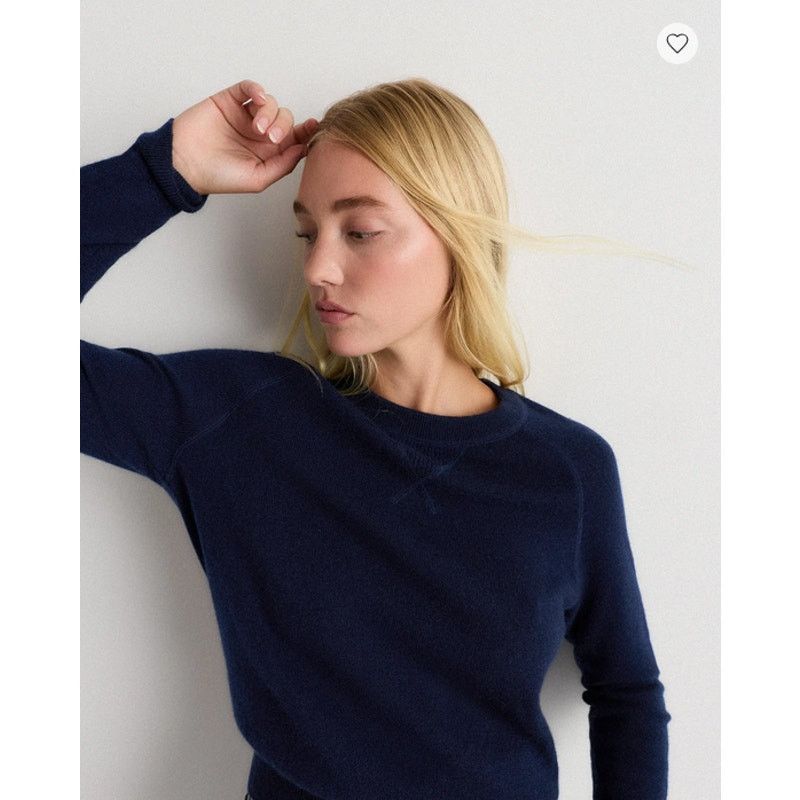 Quince Quince Cashmere Shrunken Sweatshirt True Navy Size S NWT Size S / US 4 / IT 40 - 2 Thumbnail